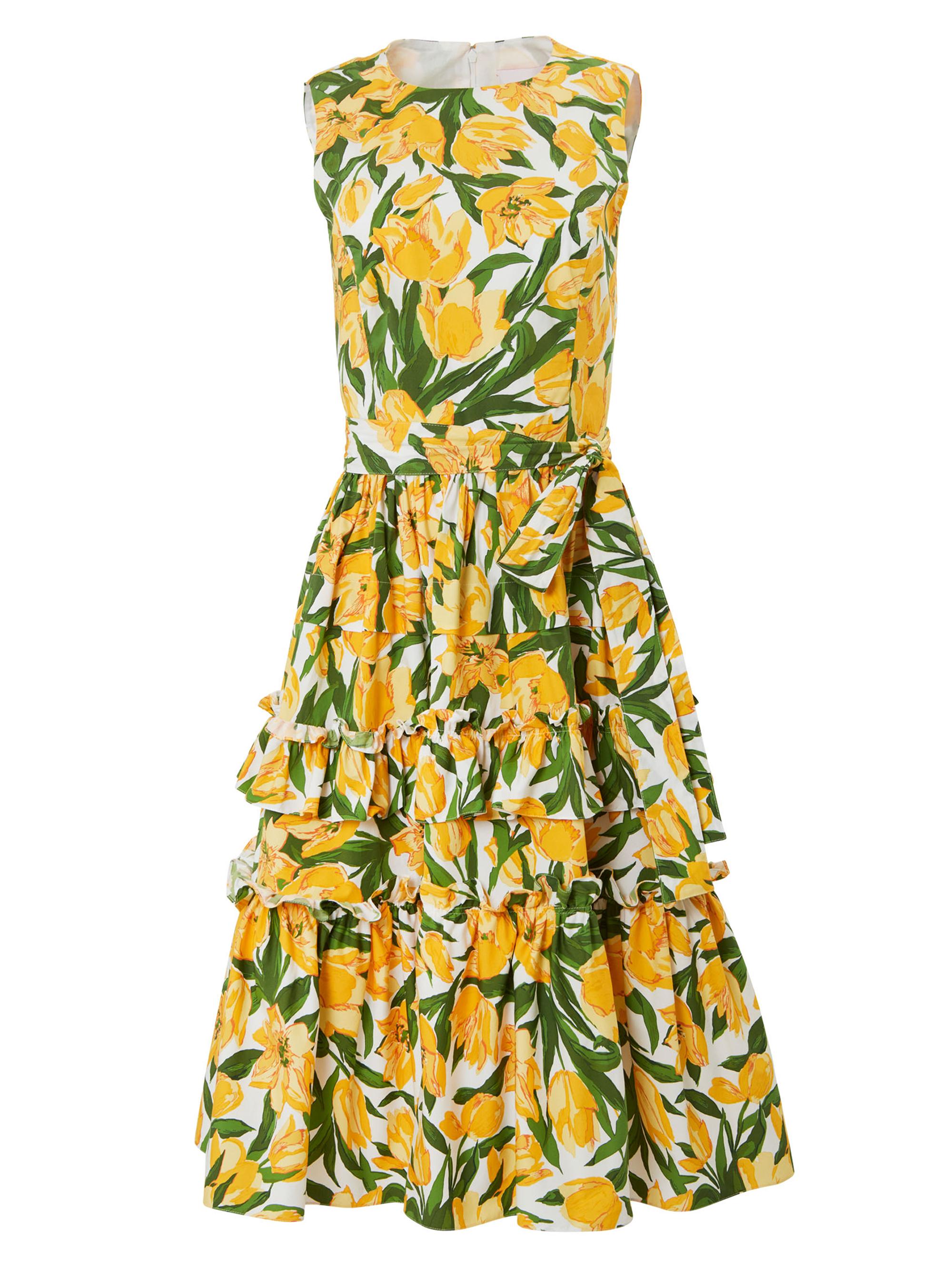 Carolina Herrera Women's Floral Cotton-Blend Ruffled Midi-Dress - White Multi