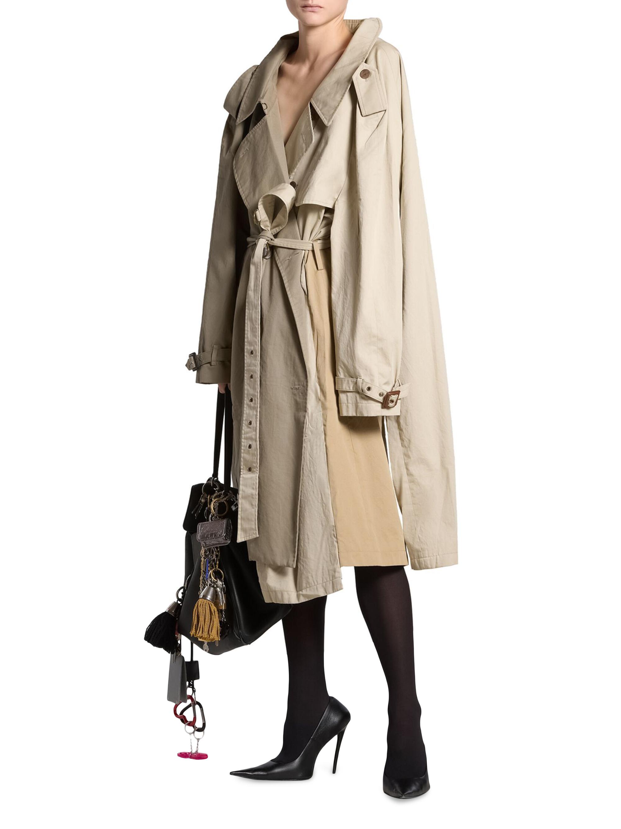 Balenciaga asymmetric-lapels trench coat - Brown