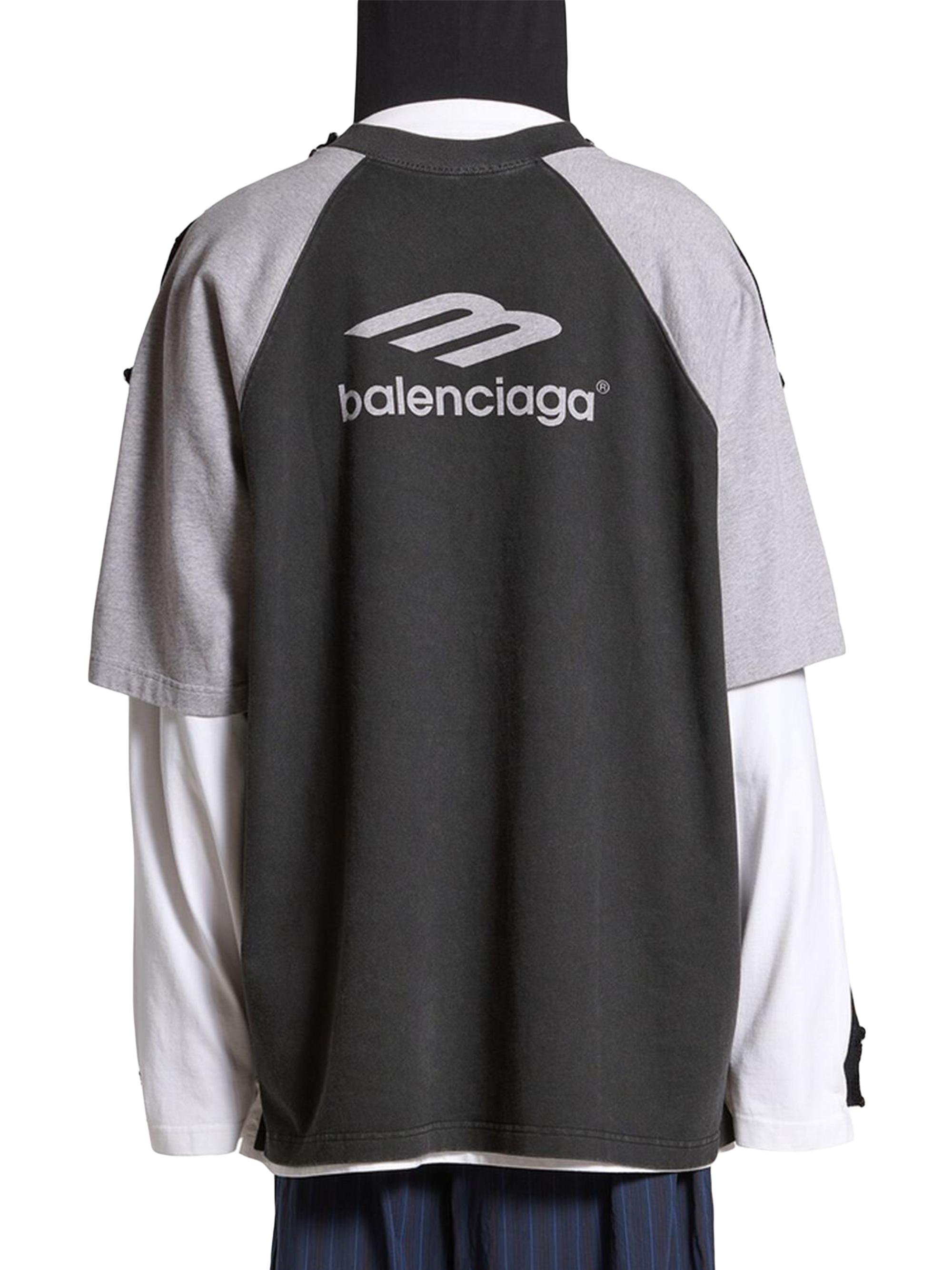 トップス BALENCIAGA sports design knit Balenciaga // Grey & Black Knit Allover Logo Cropped Sweater – VSP