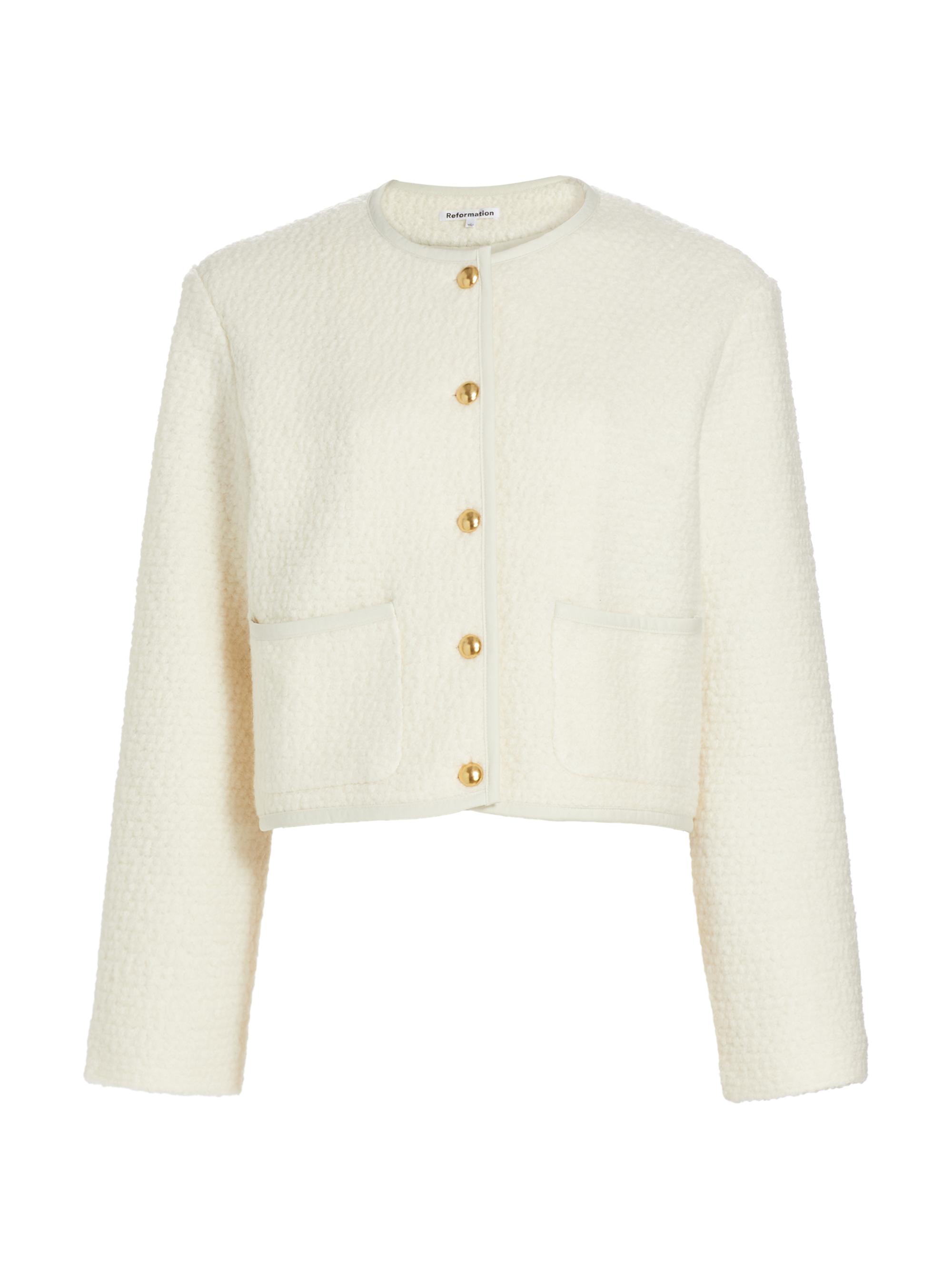 Reformation Women's Dale Wool-Blend Crop Jacket - Cream