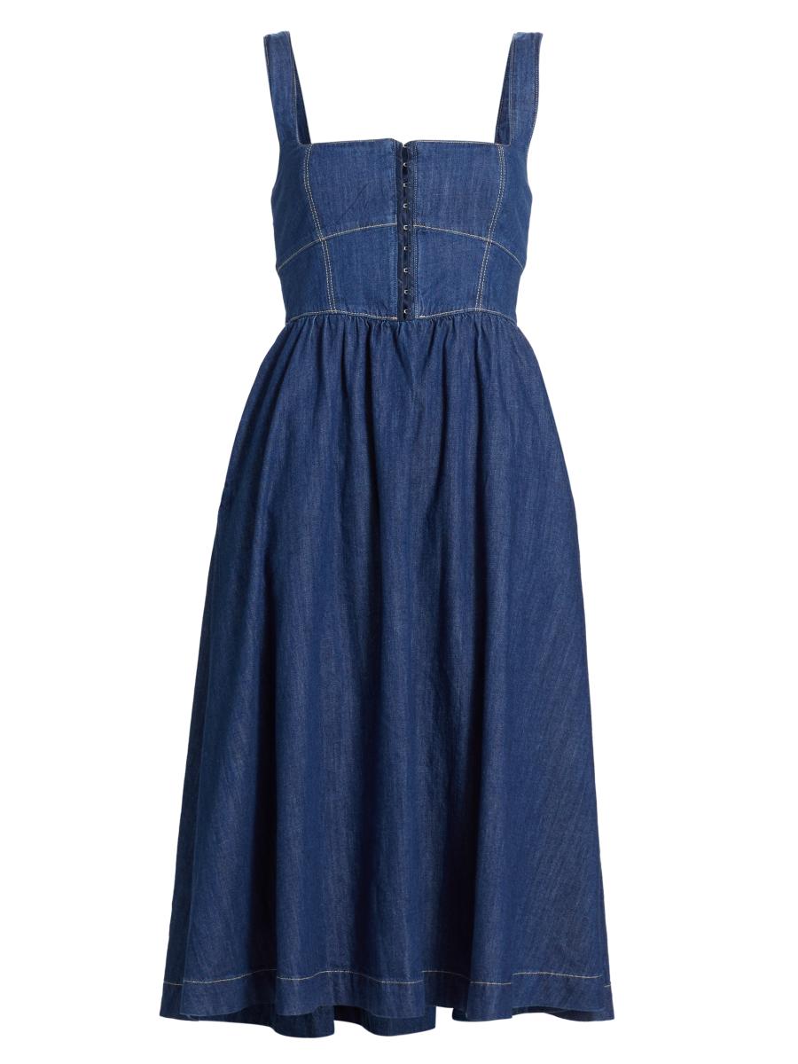 Reformation タリアテッレ デニムドレス 送料関税無料 Reformation Tagliatelle Denim Midi-Dress | Saks Fifth Avenue