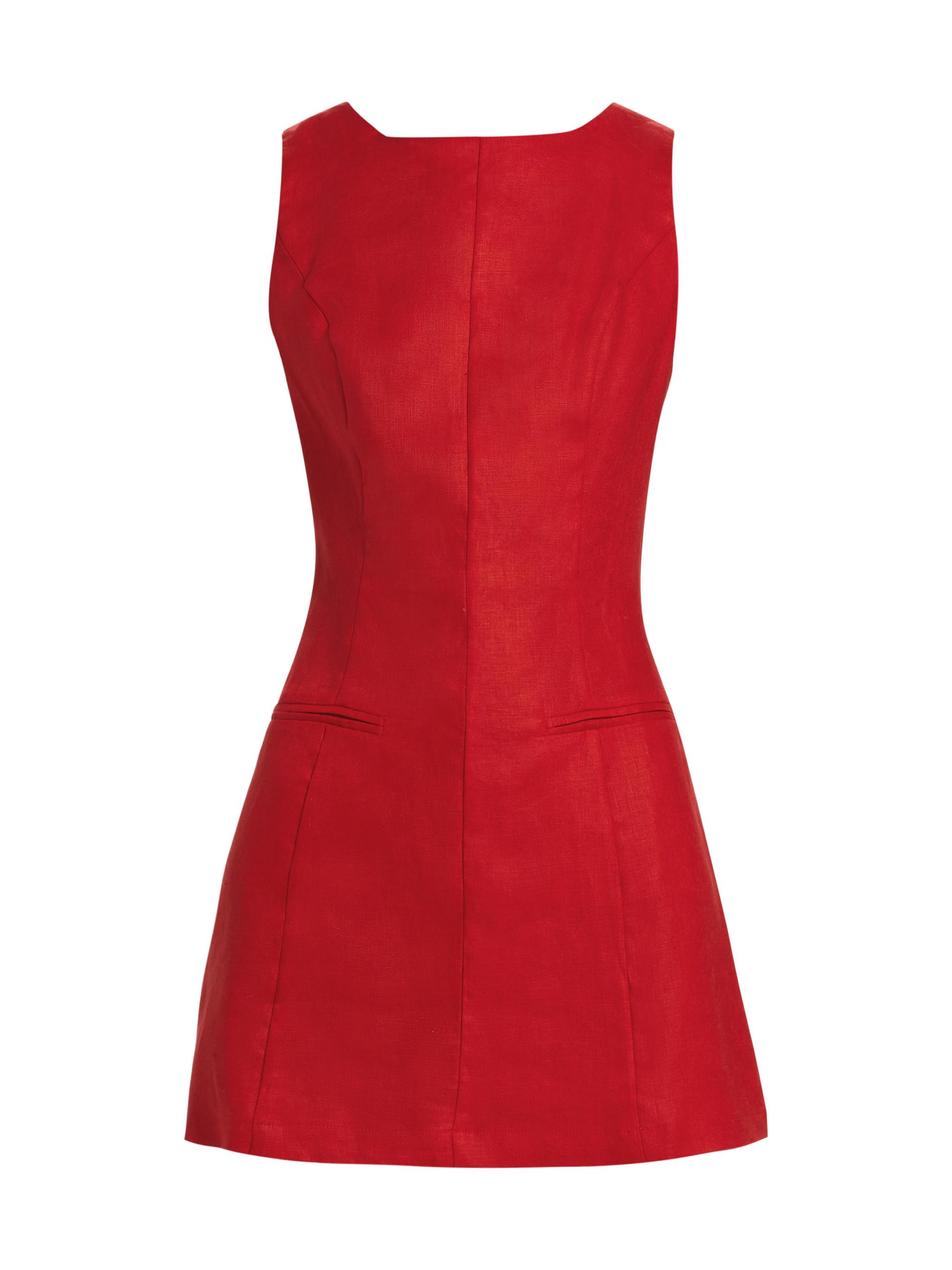 Reformation Women's Citron Seamed Linen A-Line Minidress - Lipstick