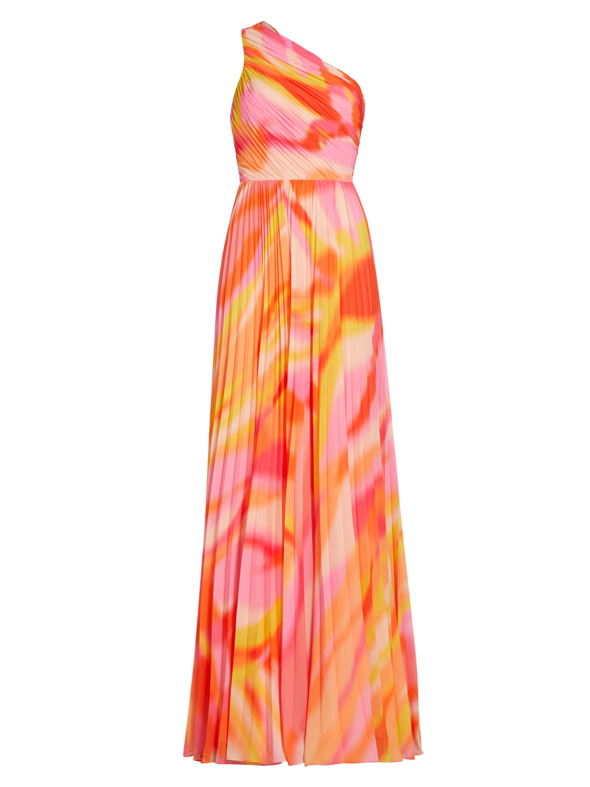 Amur Women's Morris Pleated One-Shoulder Gown - Blurred Stripe