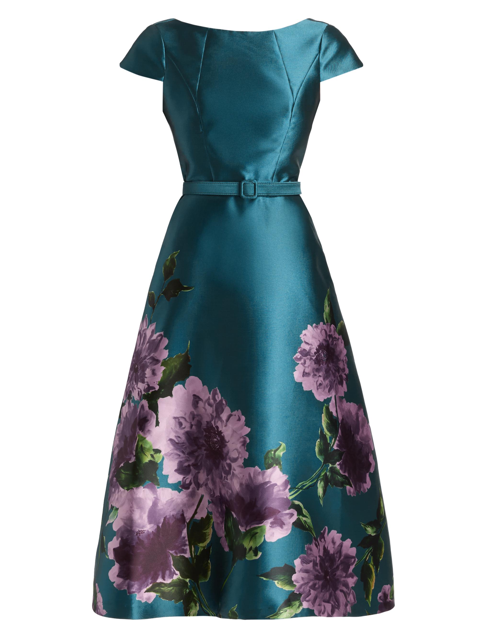 Kay Unger Women's Ina Peony Mikado Cocktail Dress - Teal Blue