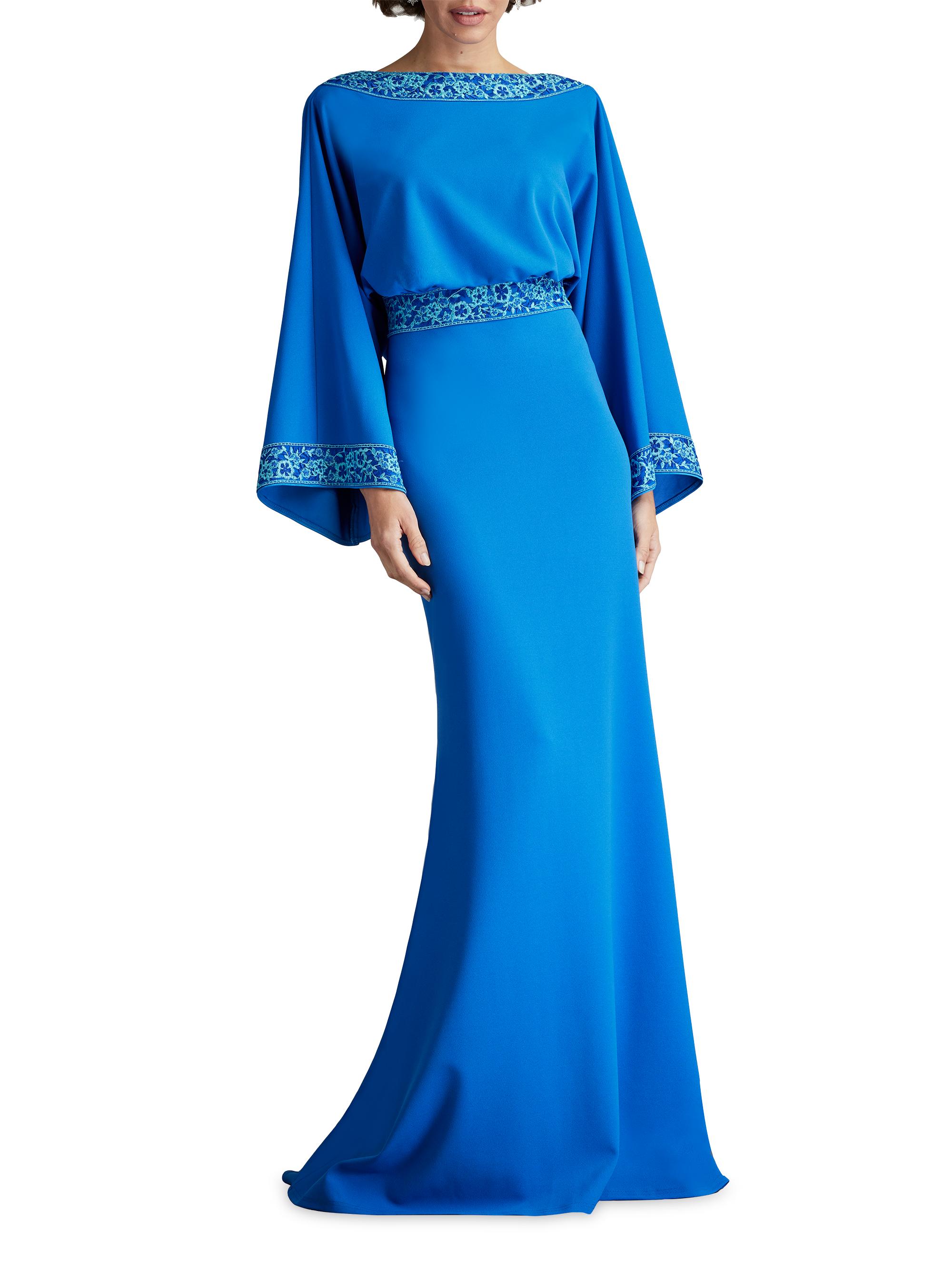 Tadashi Shoji Embroidered Blouson Cowl-Back Gown | Saks Fifth Avenue