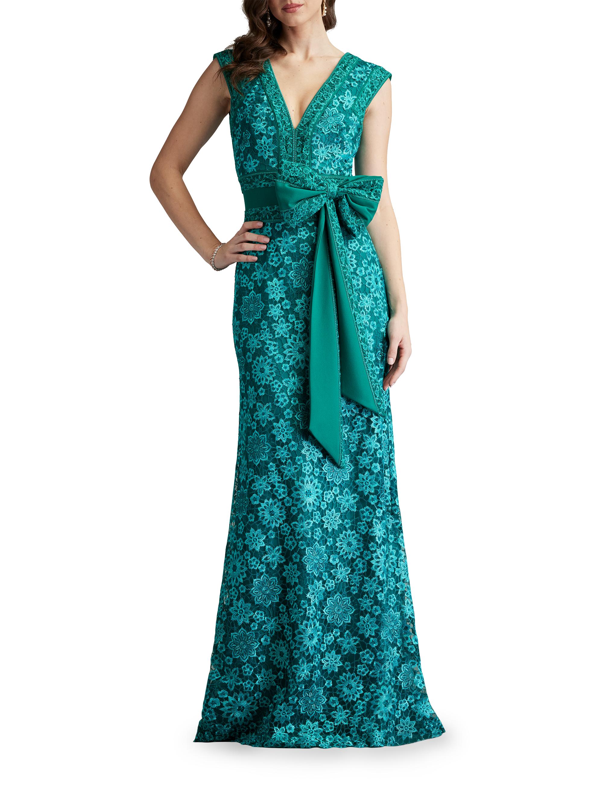Tadashi Shoji Floral Lace Bow Sleeveless Gown | Saks Fifth Avenue