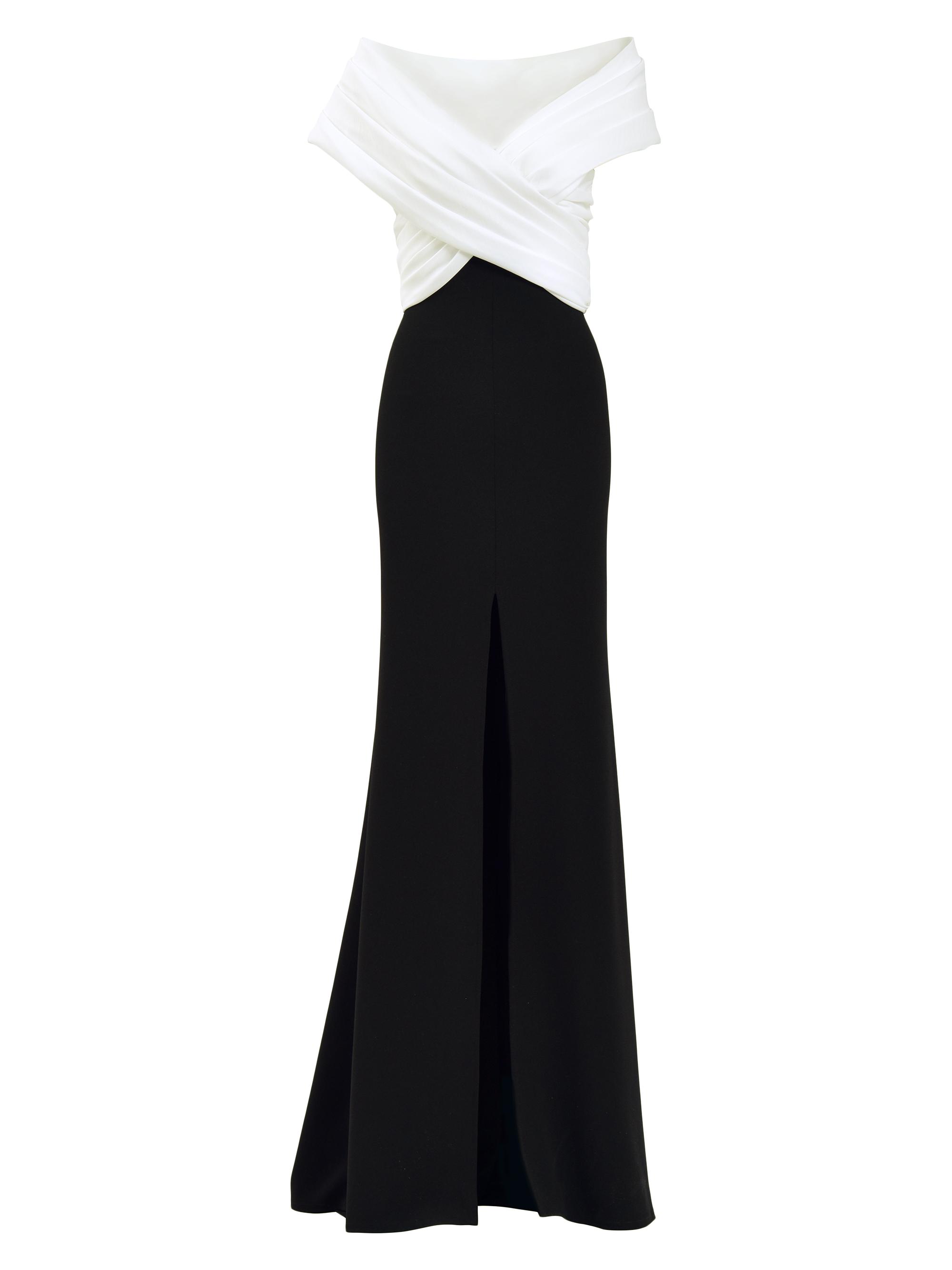 Tadashi Shoji Women's Colorblock Off-The-Shoulder Gown -  Black