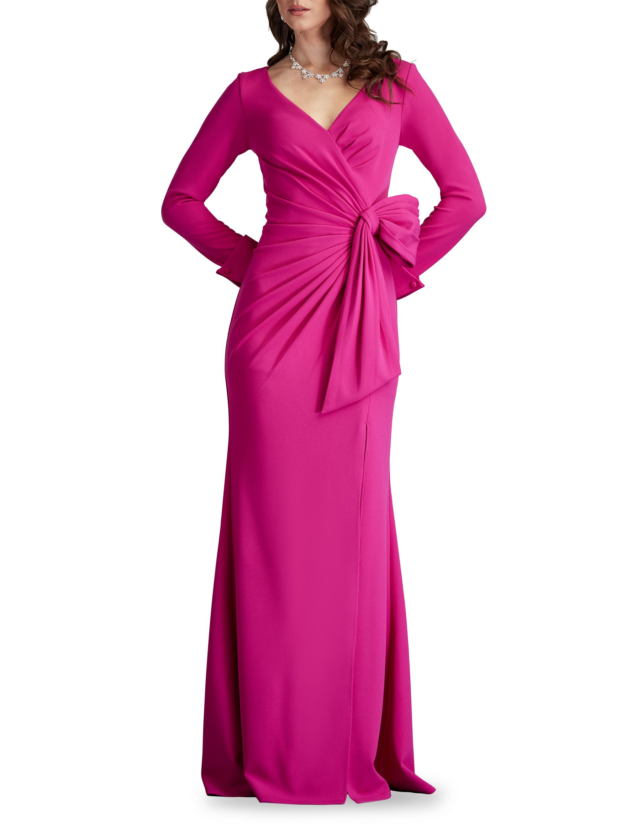 Shop Tadashi Shoji Draped Bow Long-Sleeve Gown | Saks Fifth Avenue
