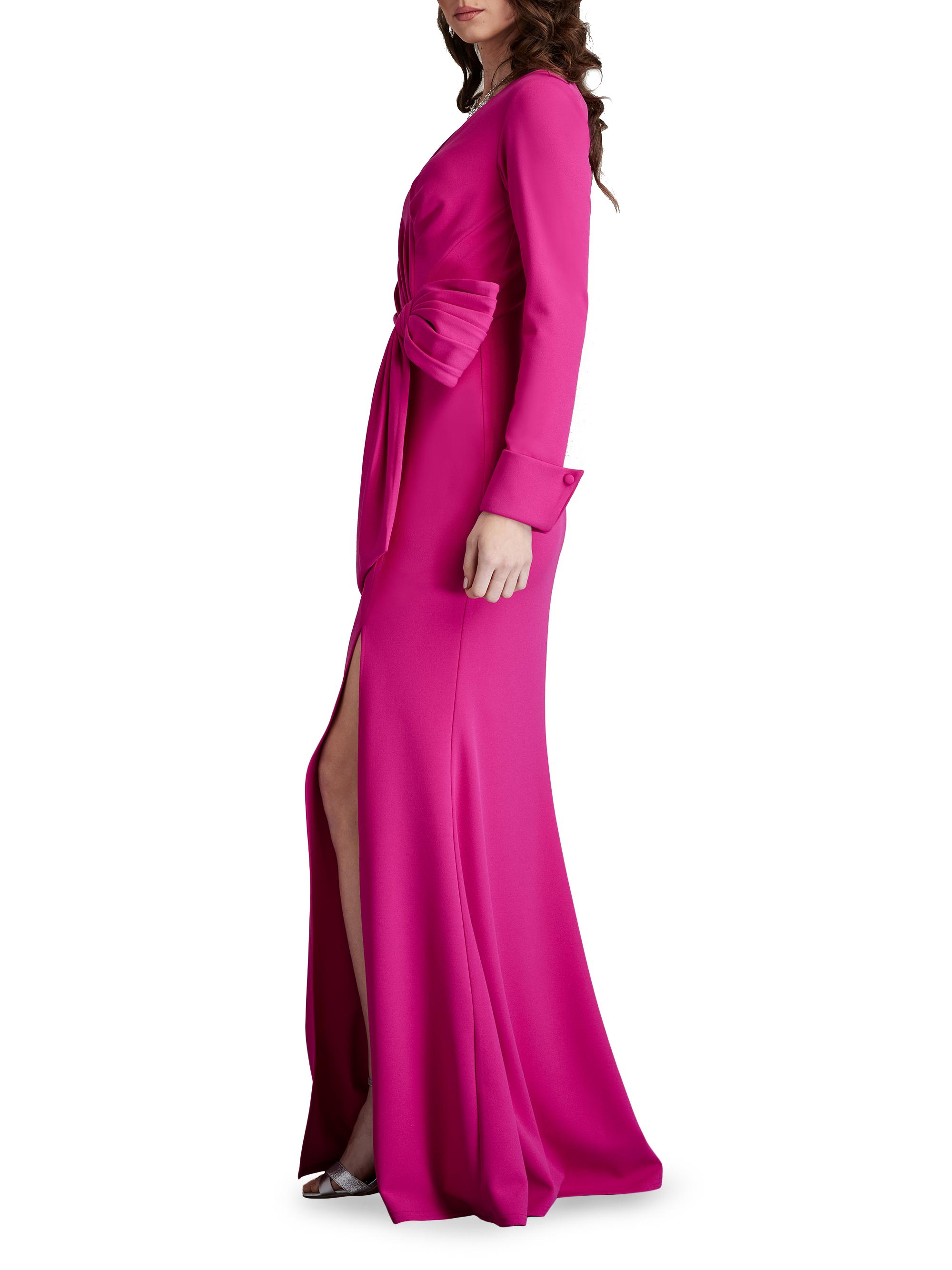 fitted lace wedding dress Long Sleeve Collared Bow Applique Dress - Pink