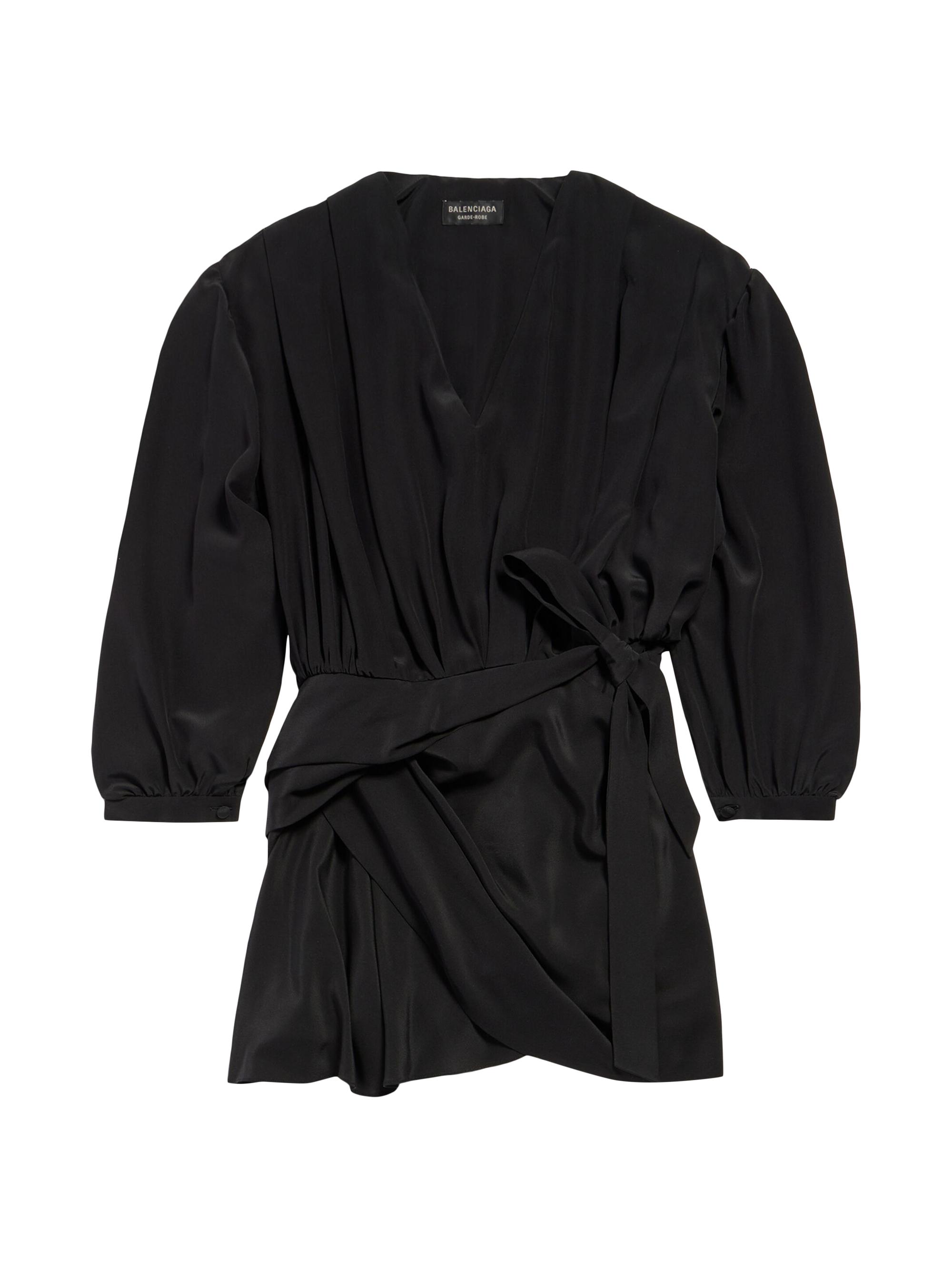 Balenciaga Women's V-Neck Mini Dress - Black