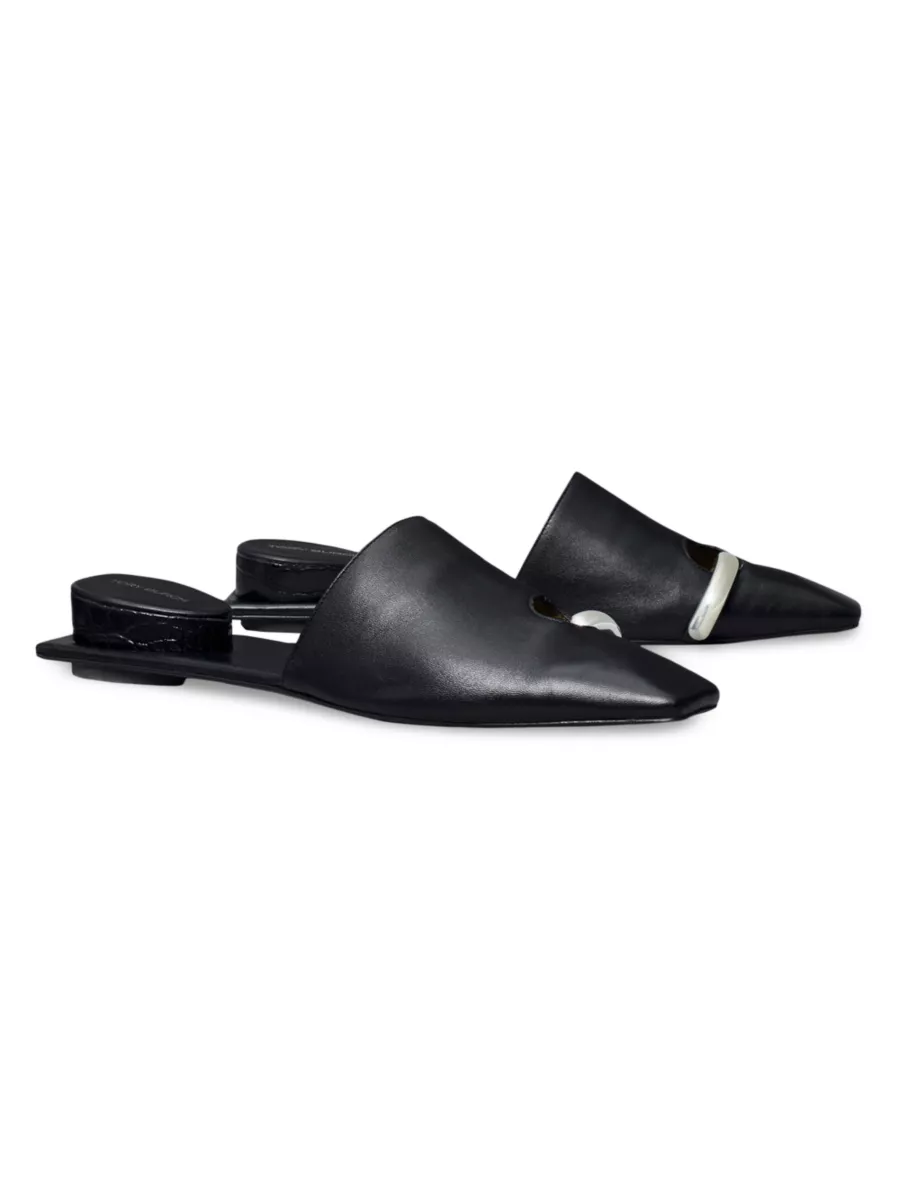 Shop Tory Burch Pierced Leather Mules | Saks Fifth Avenue Shop Tory Burch Pierced Leather Mules | Saks Fifth Avenue