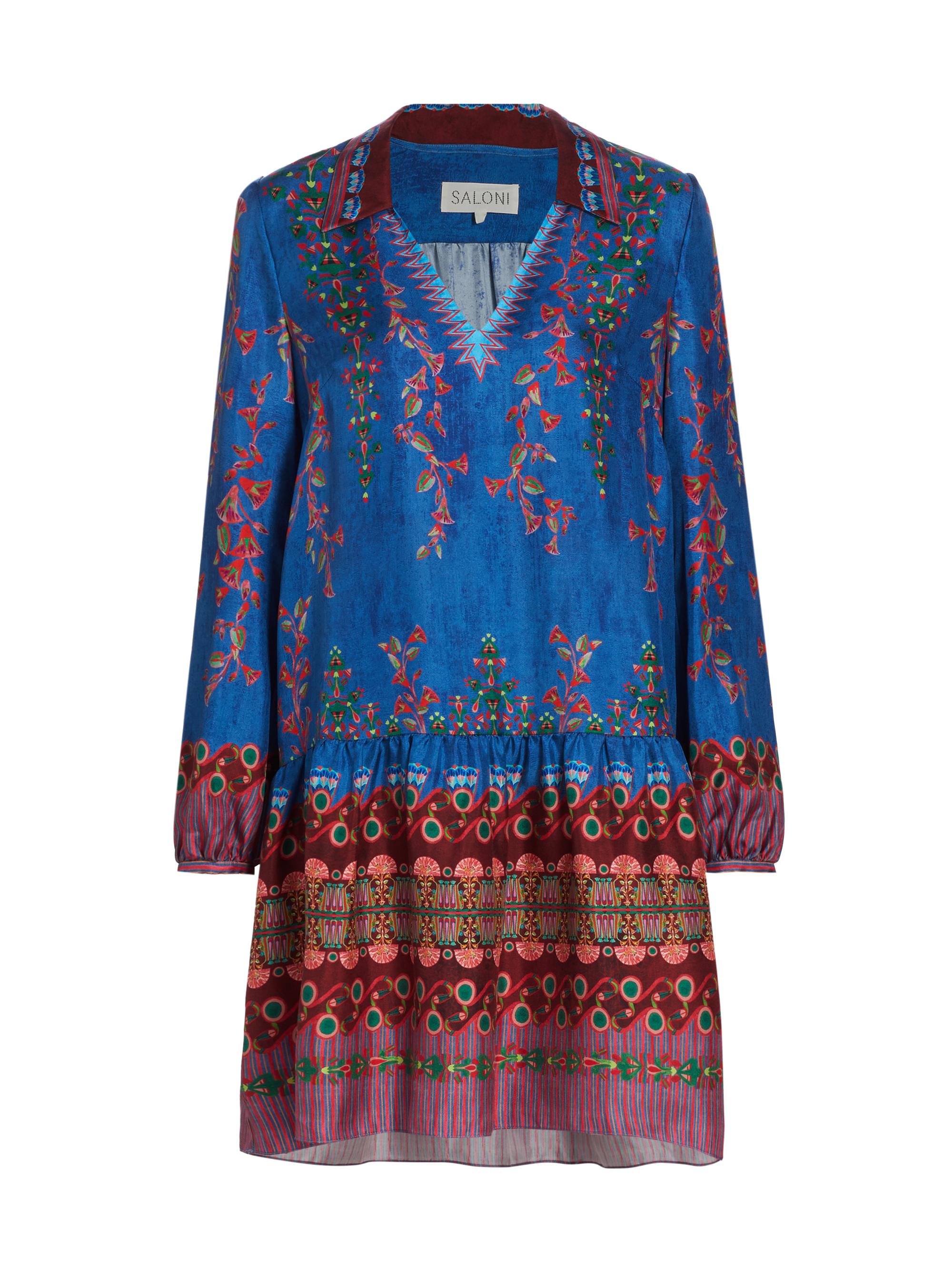 Saloni Women's Jas Geometric Silk Shift Minidress