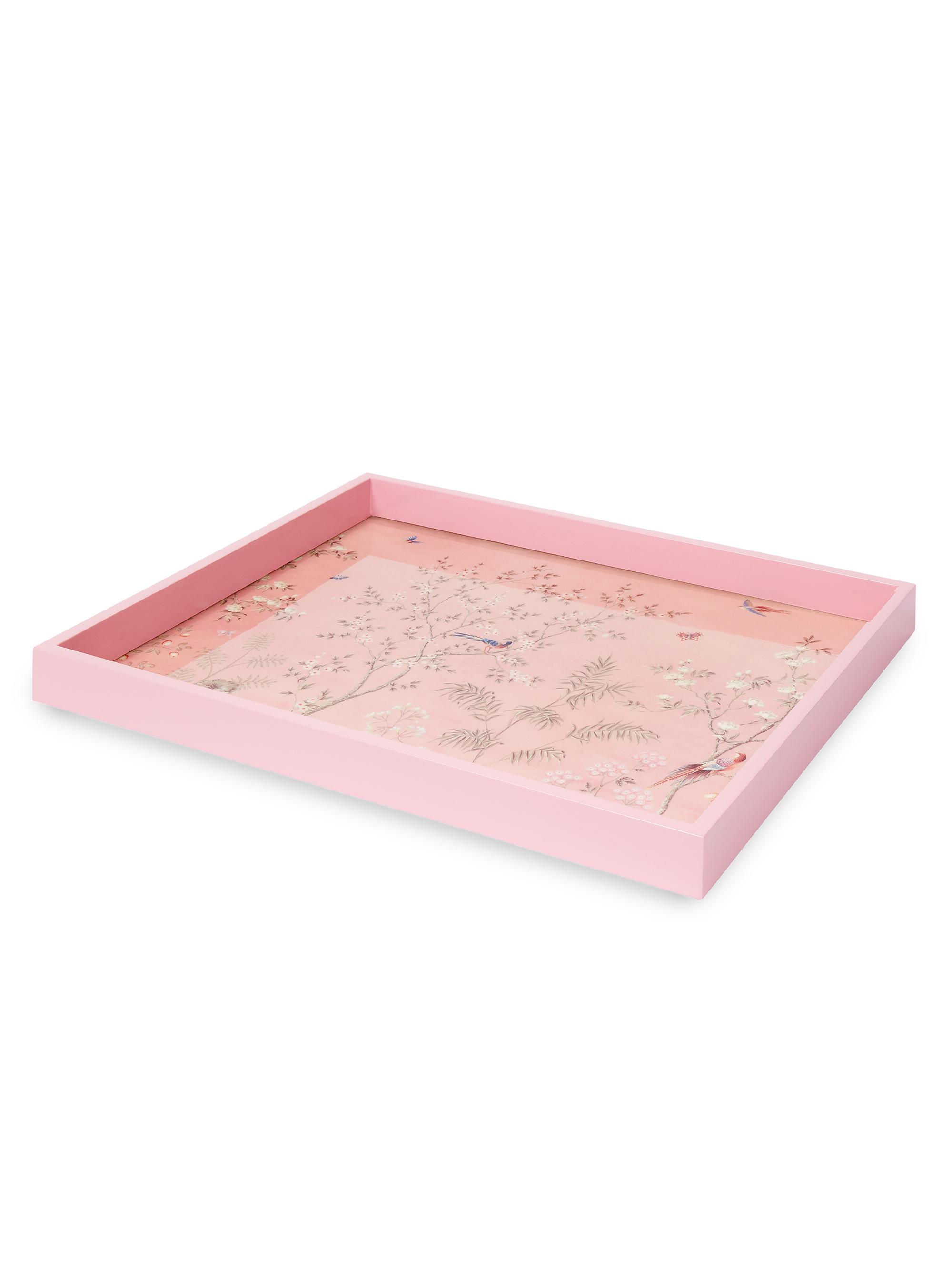 Addison Ross Chinoiserie Lacquer Tray - Pink Large