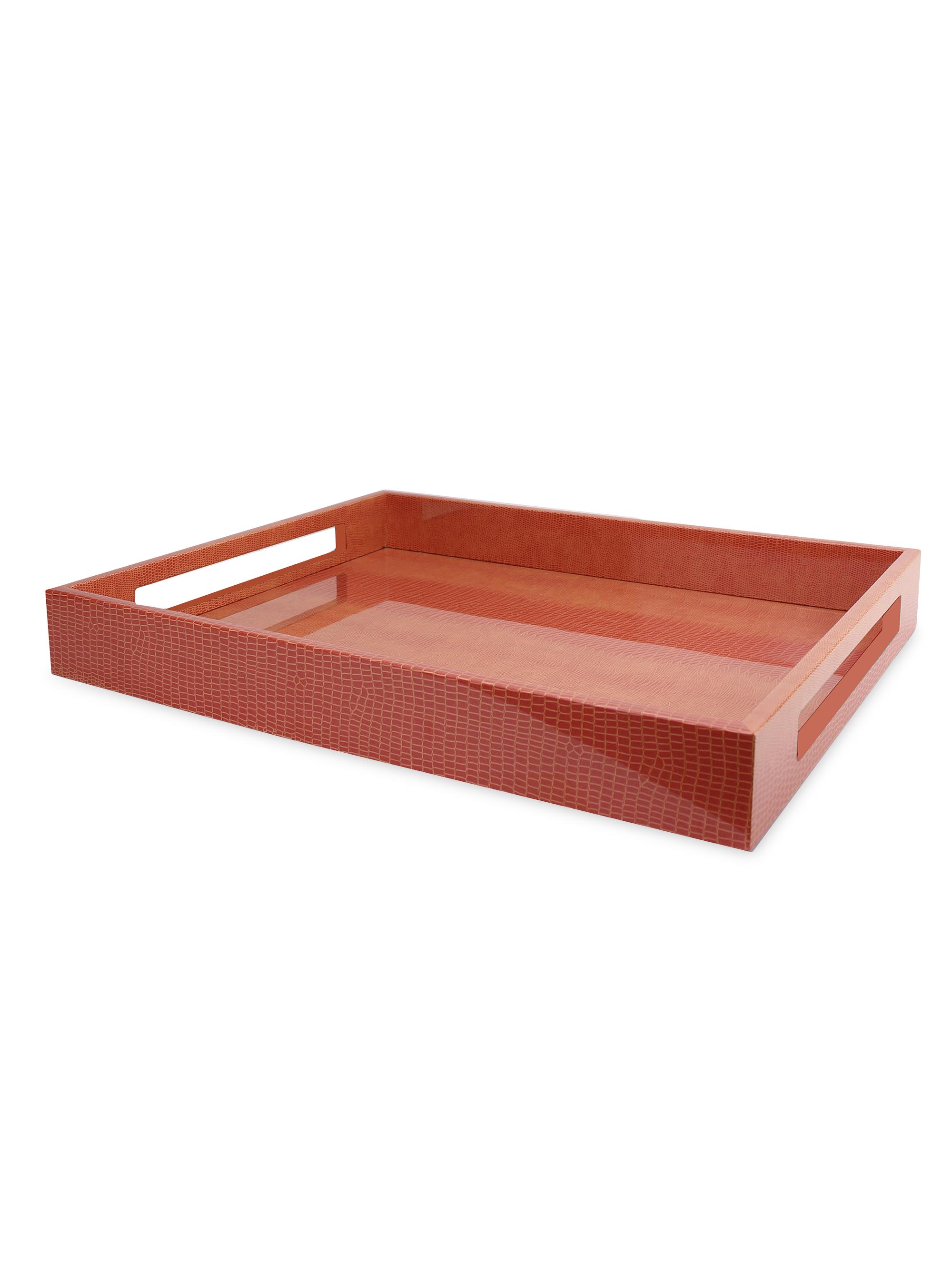 Addison Ross Lacquered Faux-Croc Tray - Orange