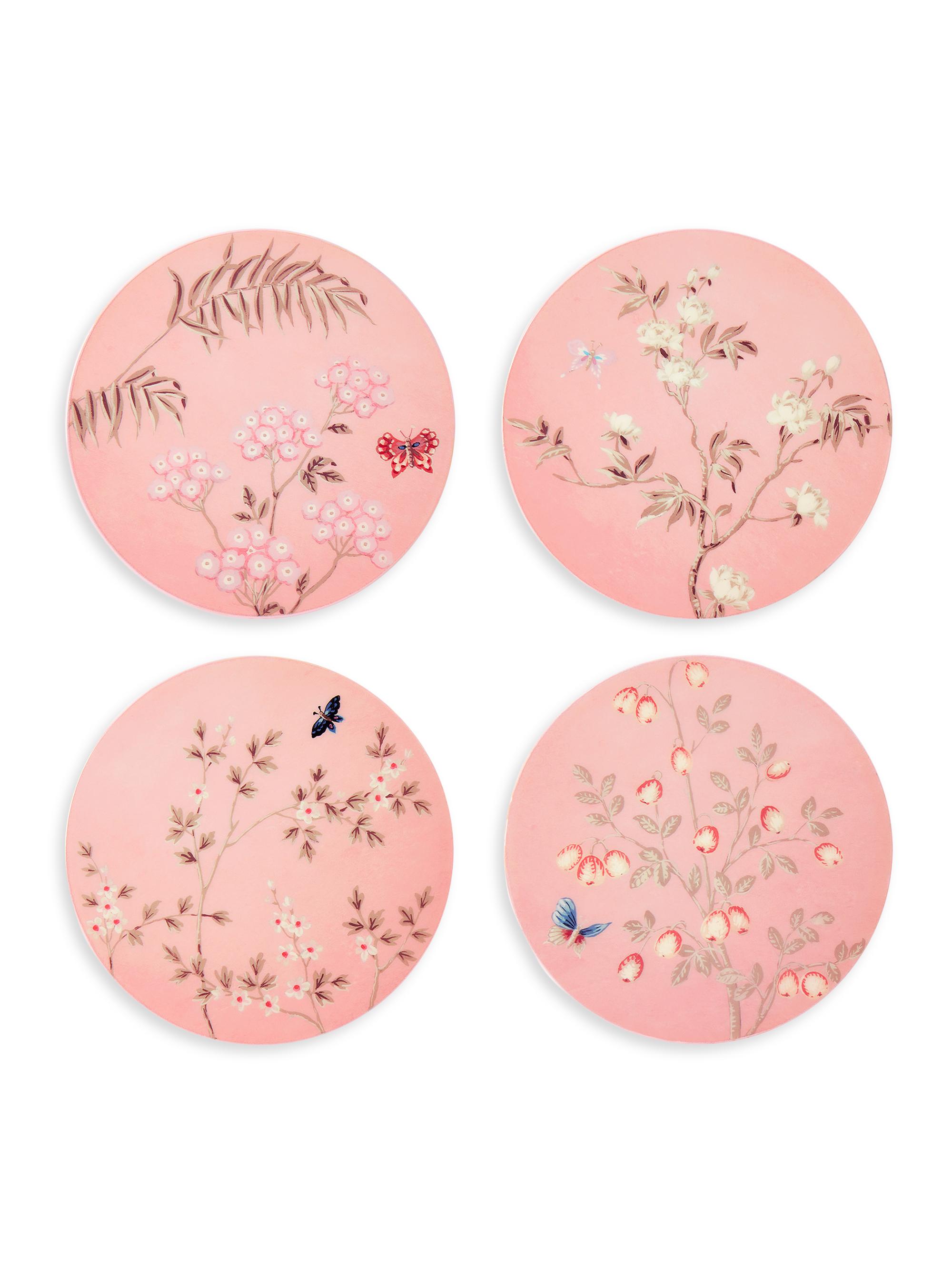 Addison Ross Chinoiserie 4-Piece Coaster Set - Pink