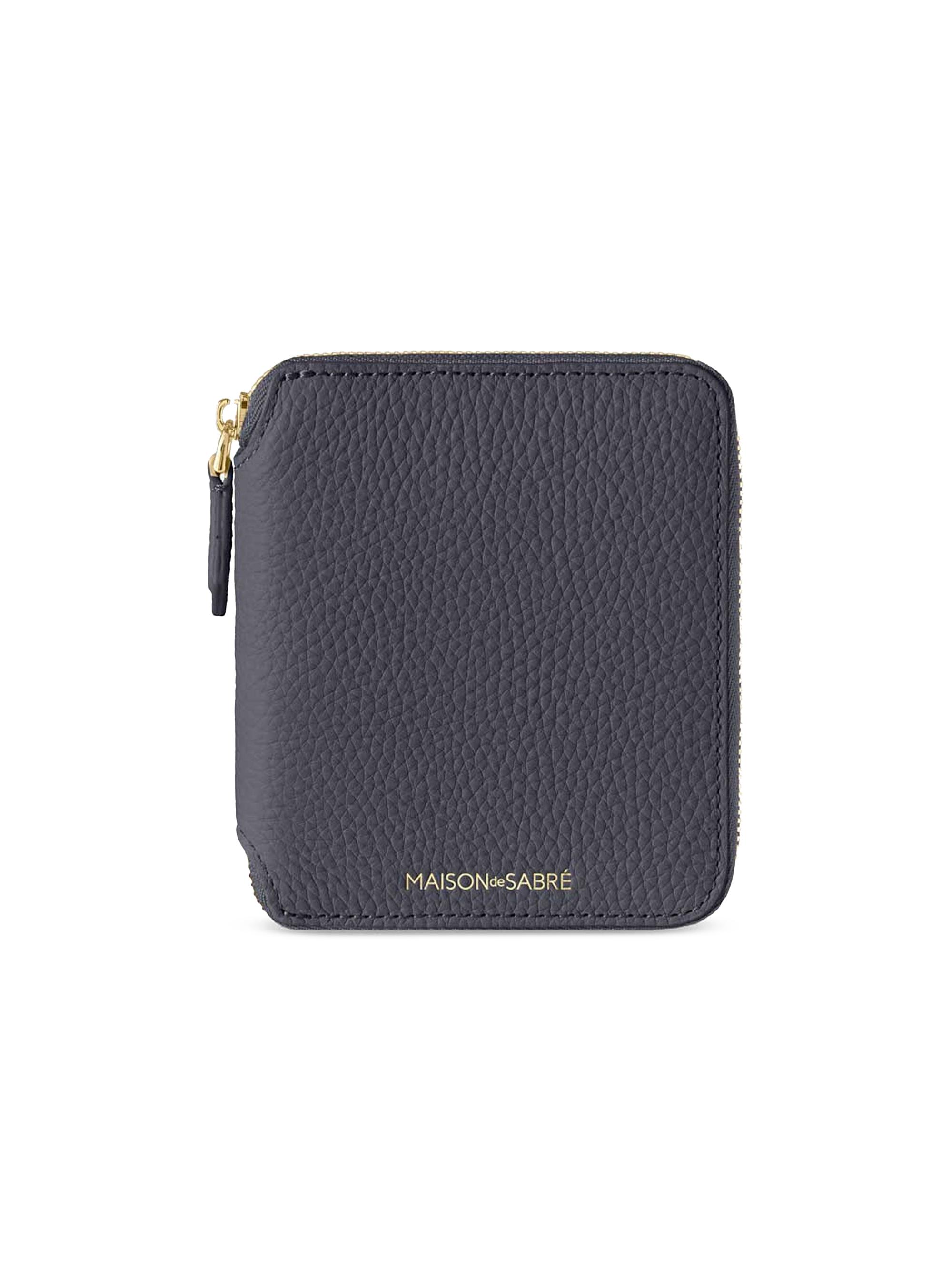 Maison de Sabre Women's  Leather Zip Around Wallet - Graphite Sky