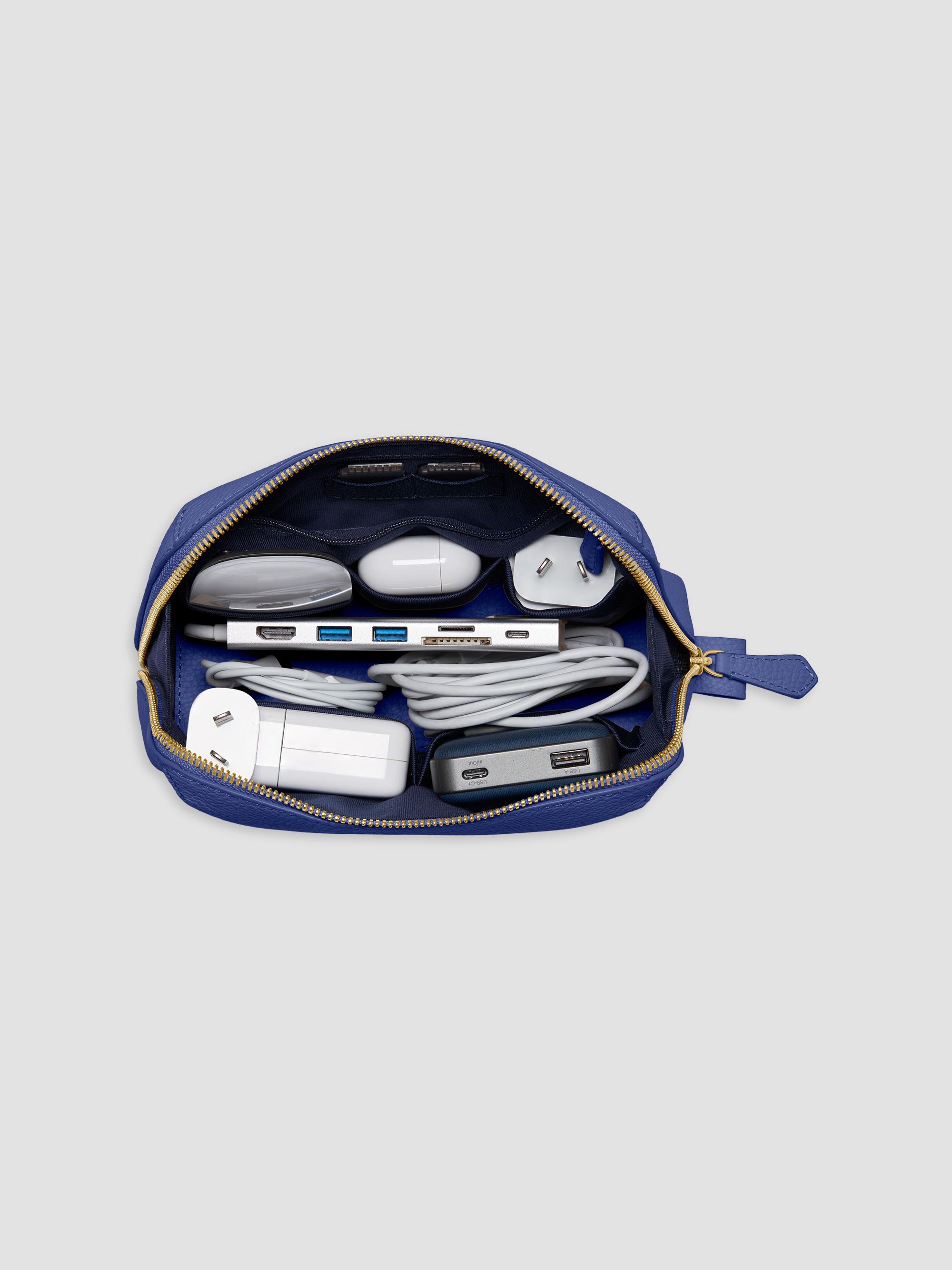 Maison de Sabre Leather Tech Pouch - Lapis Blue | Thumbnail 2