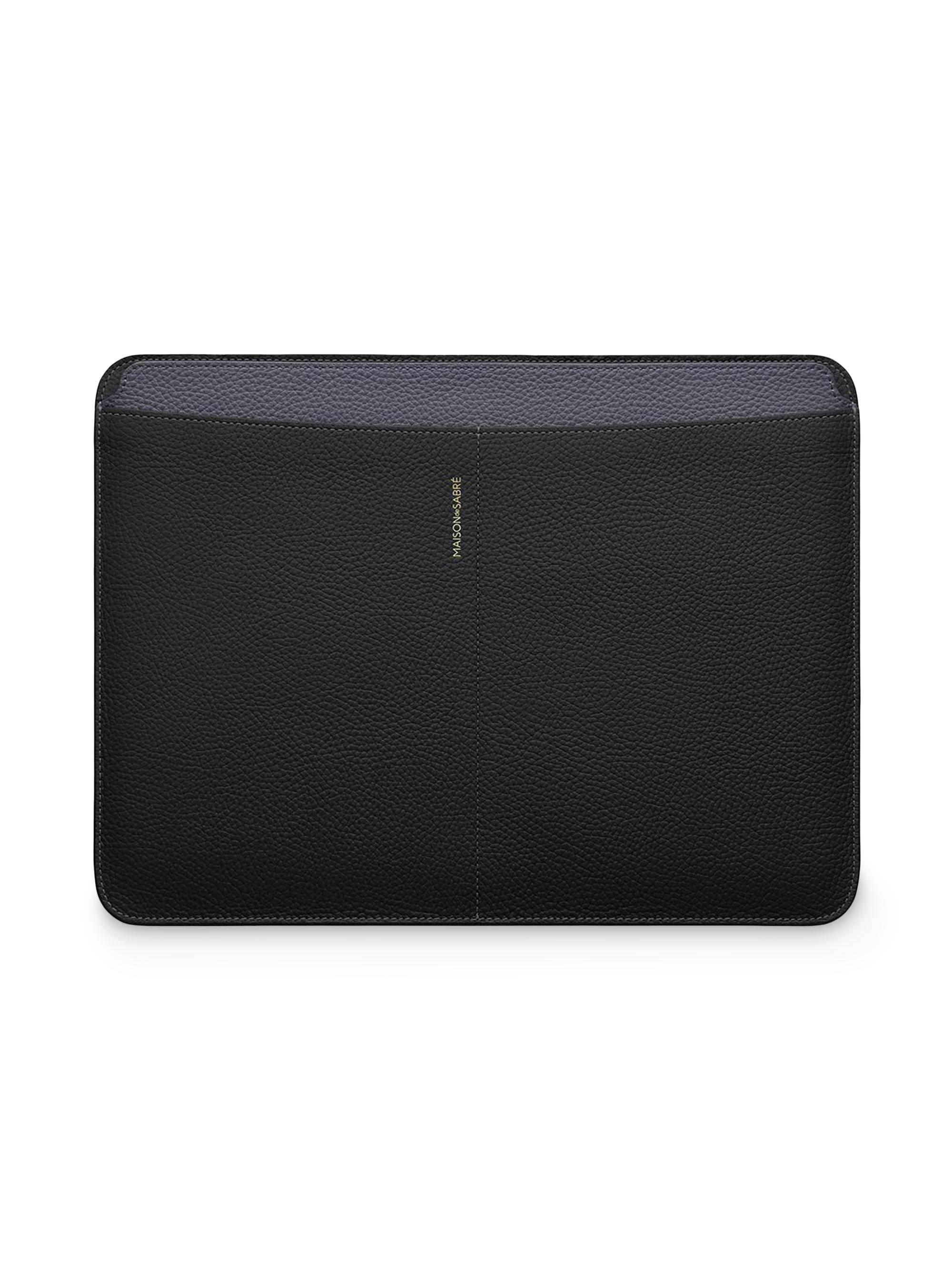 Maison de Sabre Leather Laptop Sleeve (16 inches) - Black Caviar