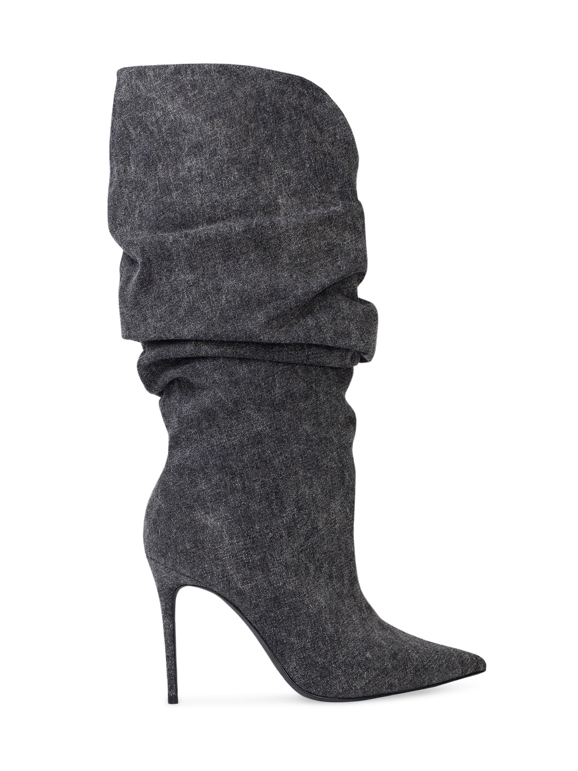 Black Suede Studio Women's Claudia Slouched Heel Boots - Black Washed Denim