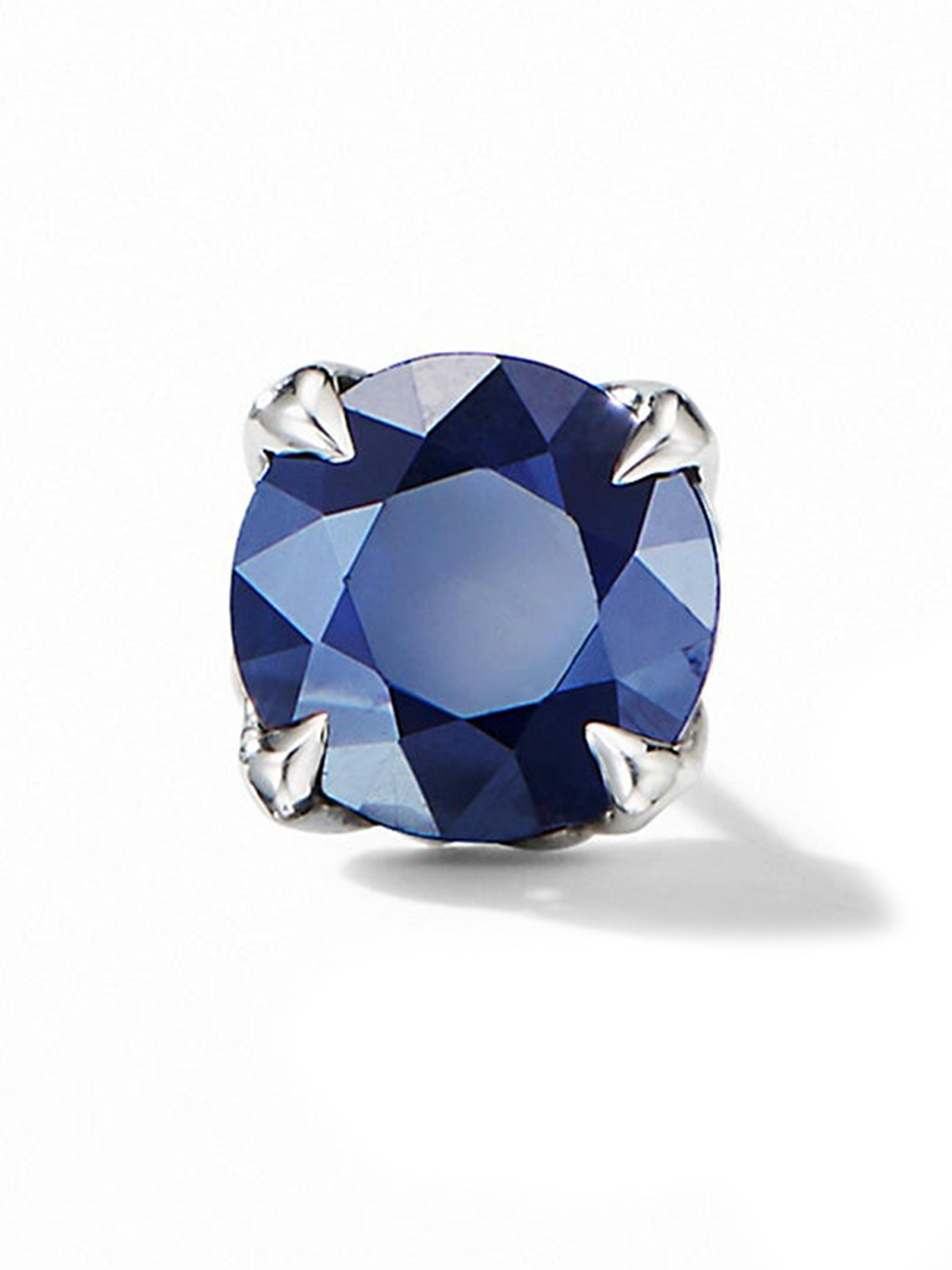 David Yurman Men's Stud Earring in Sterling Silver - Sapphire