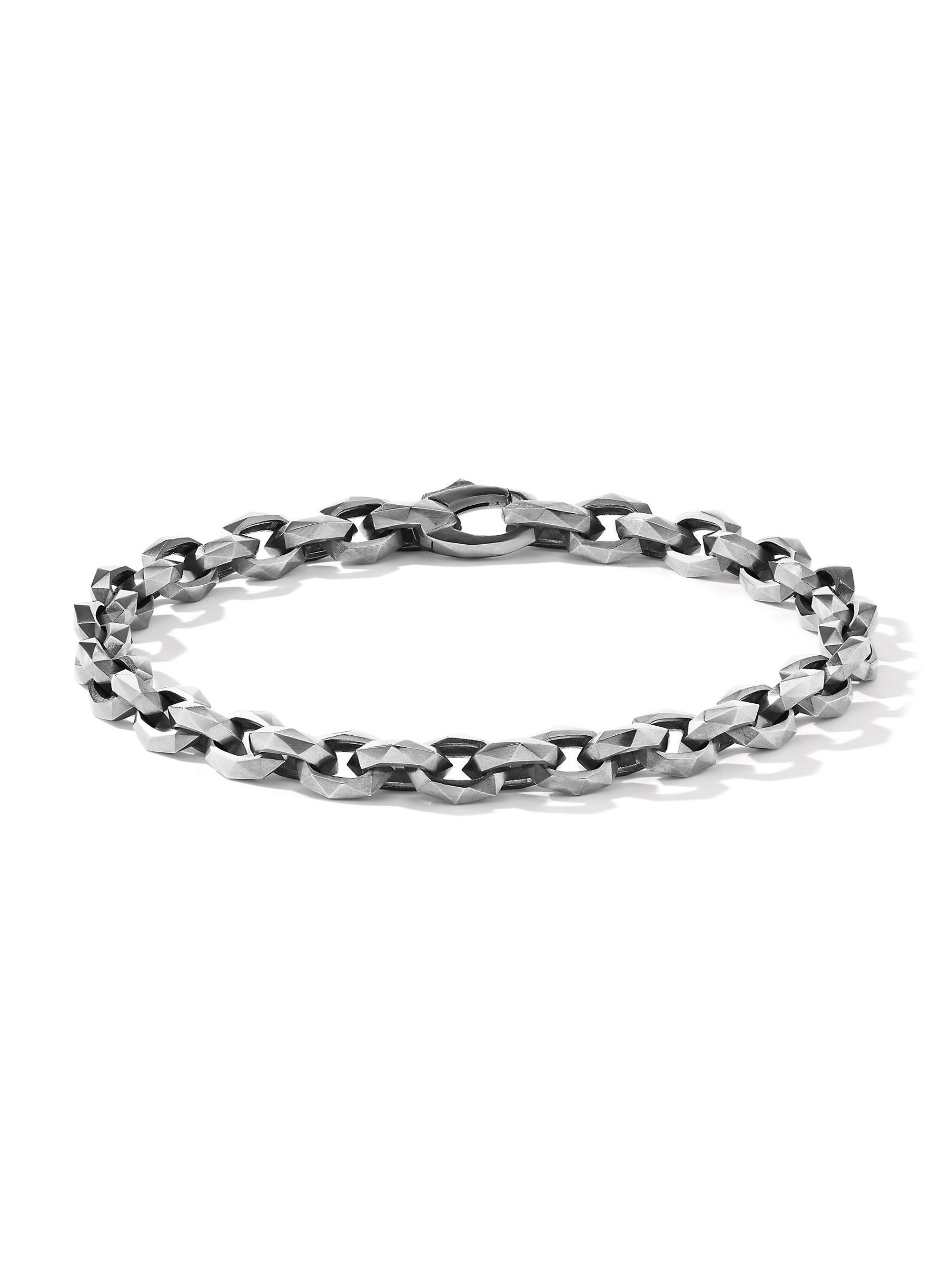 David Yurman Men's Torqued Faceted Chain Link Bracelet in Sterling Silver, 7mm - Silver