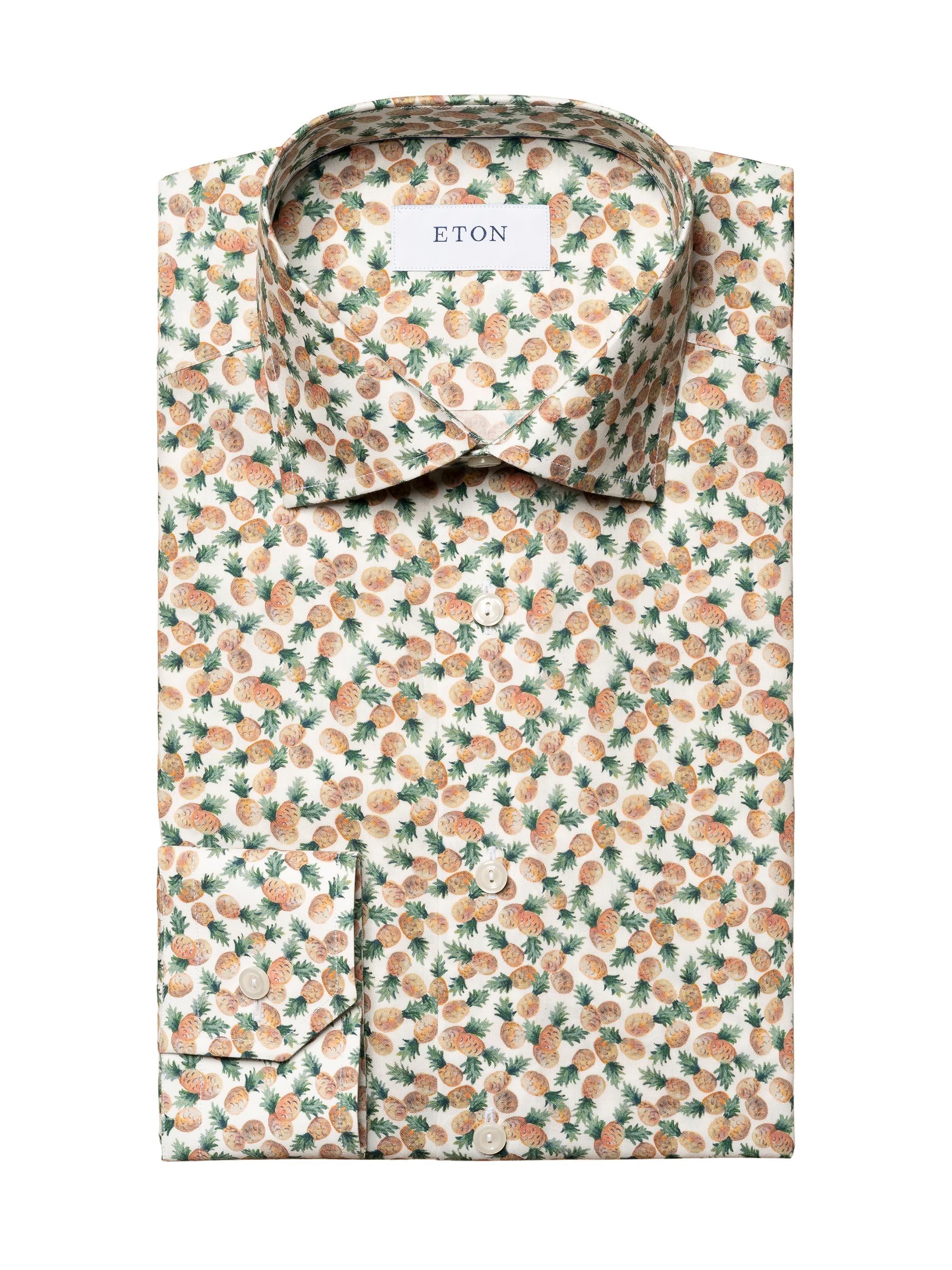 Eton Men's Slim-Fit Pineapple Print Cotton-Blend Shirt - Yellow