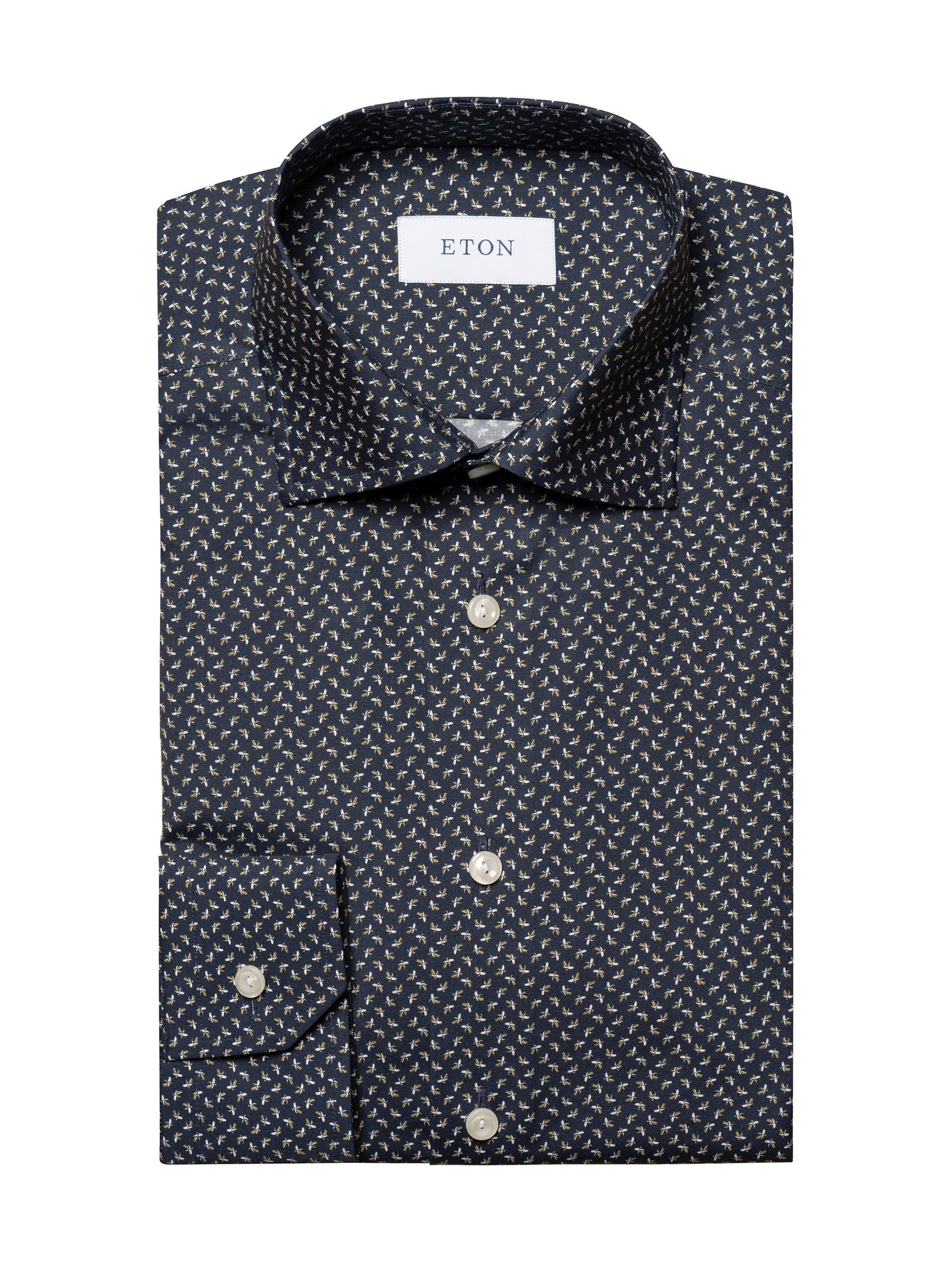 Eton Men's Slim-Fit Micro Banana Print Shirt - Blue