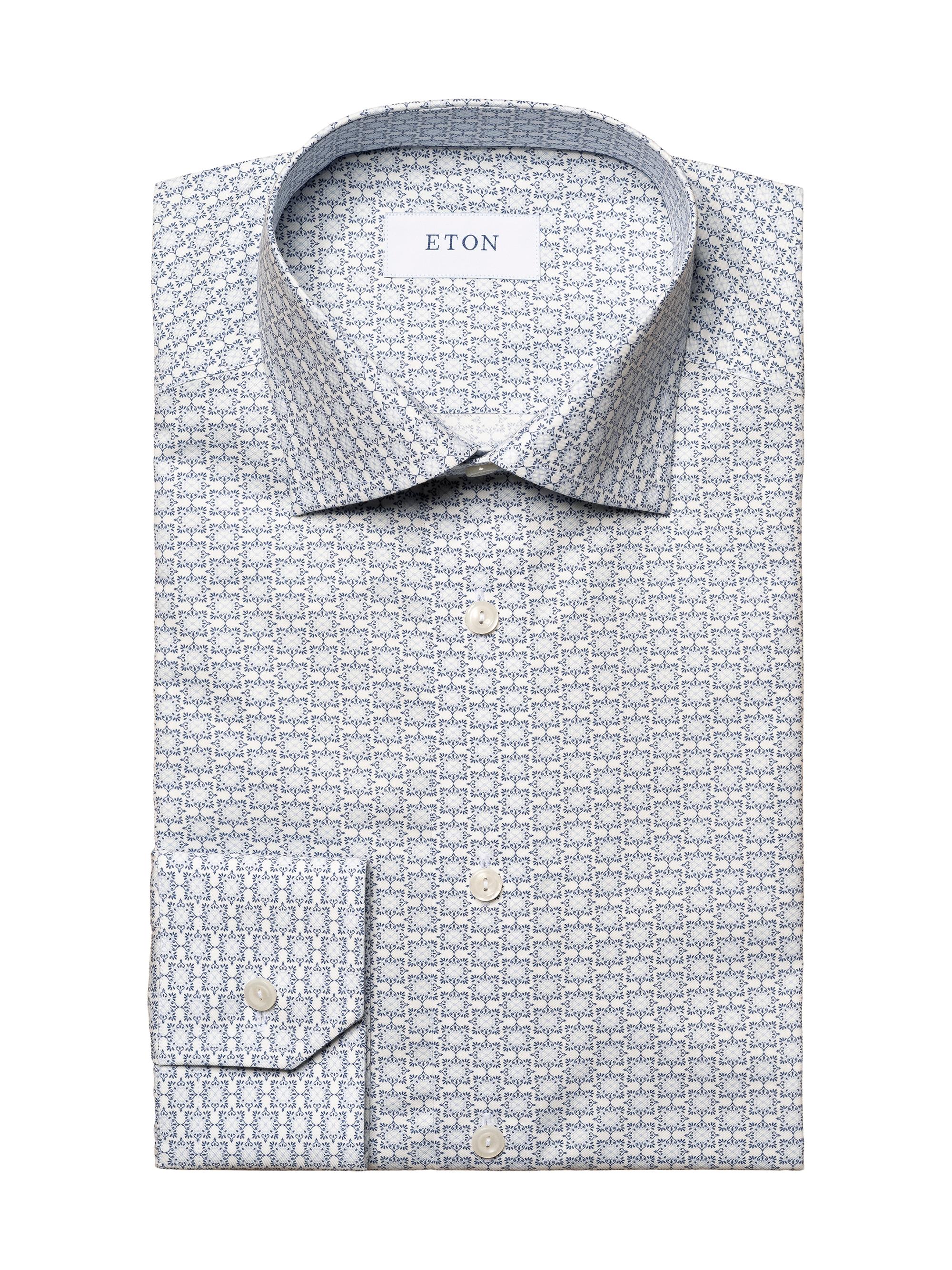 Eton Men's Contemporary-Fit Geometric Print Shirt - White Multi