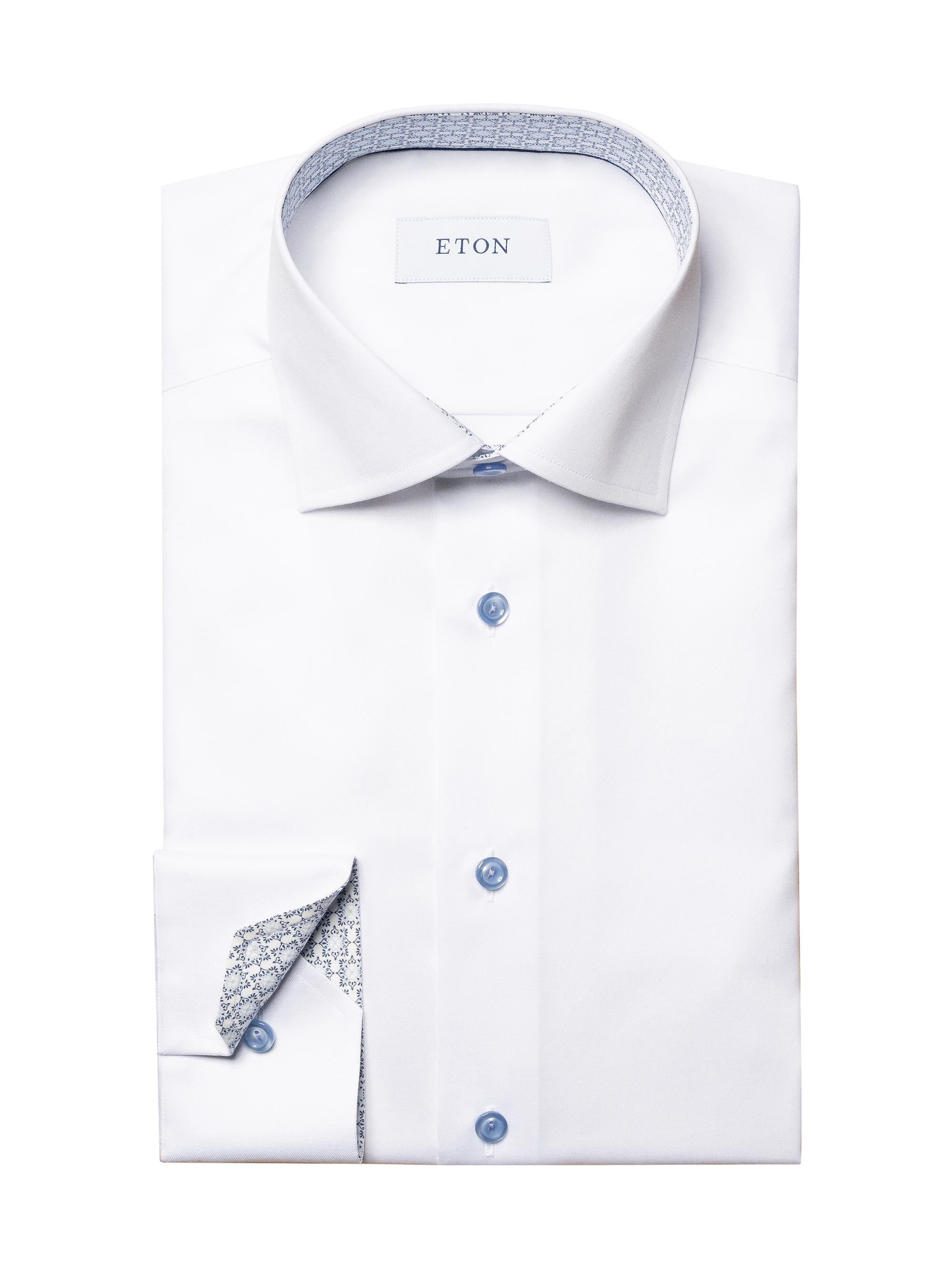 Eton Men's Slim-Fit Twill Geometric Shirt - White