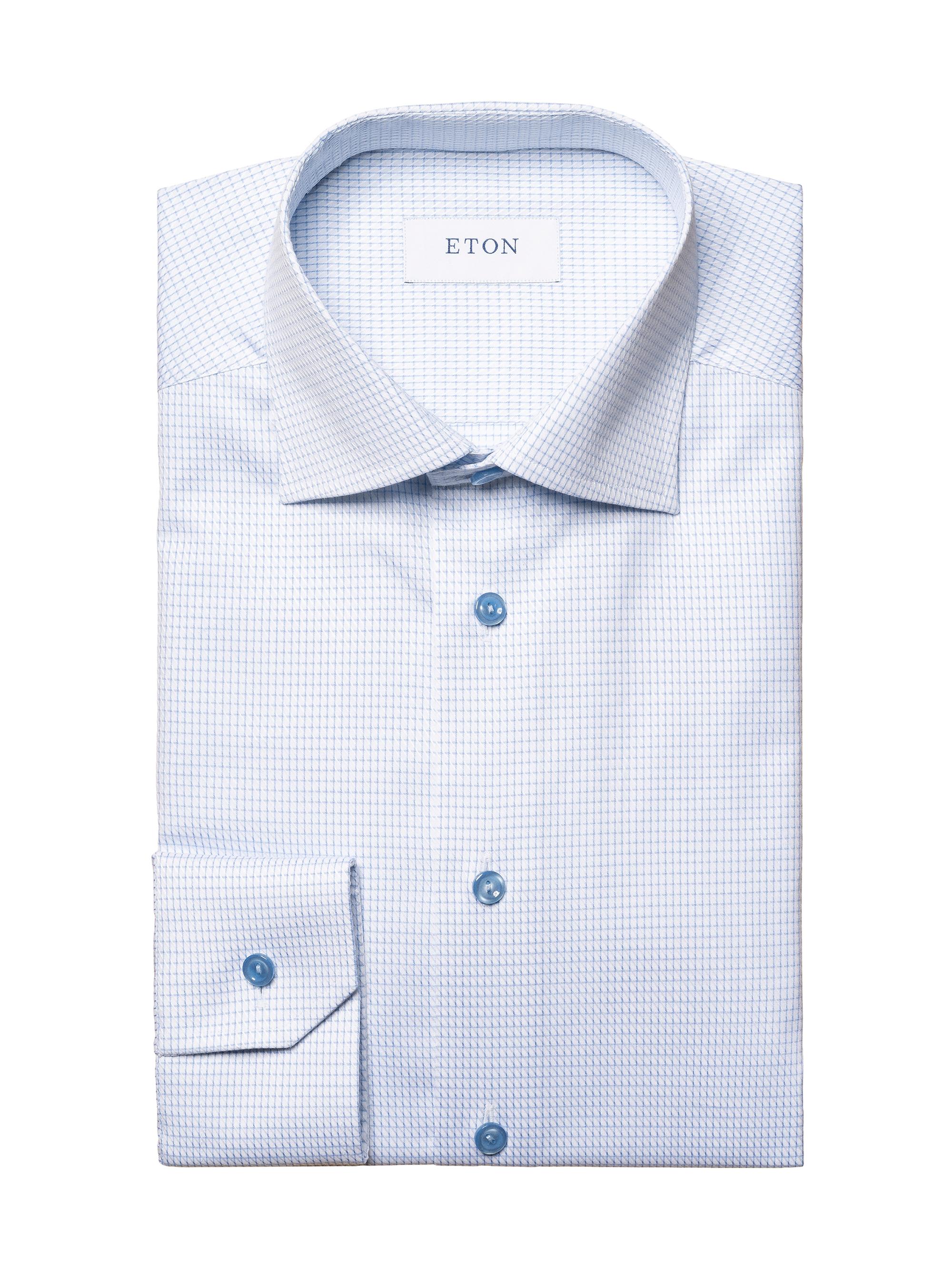 Eton Men's Slim-Fit Micro Check Shirt - Blue