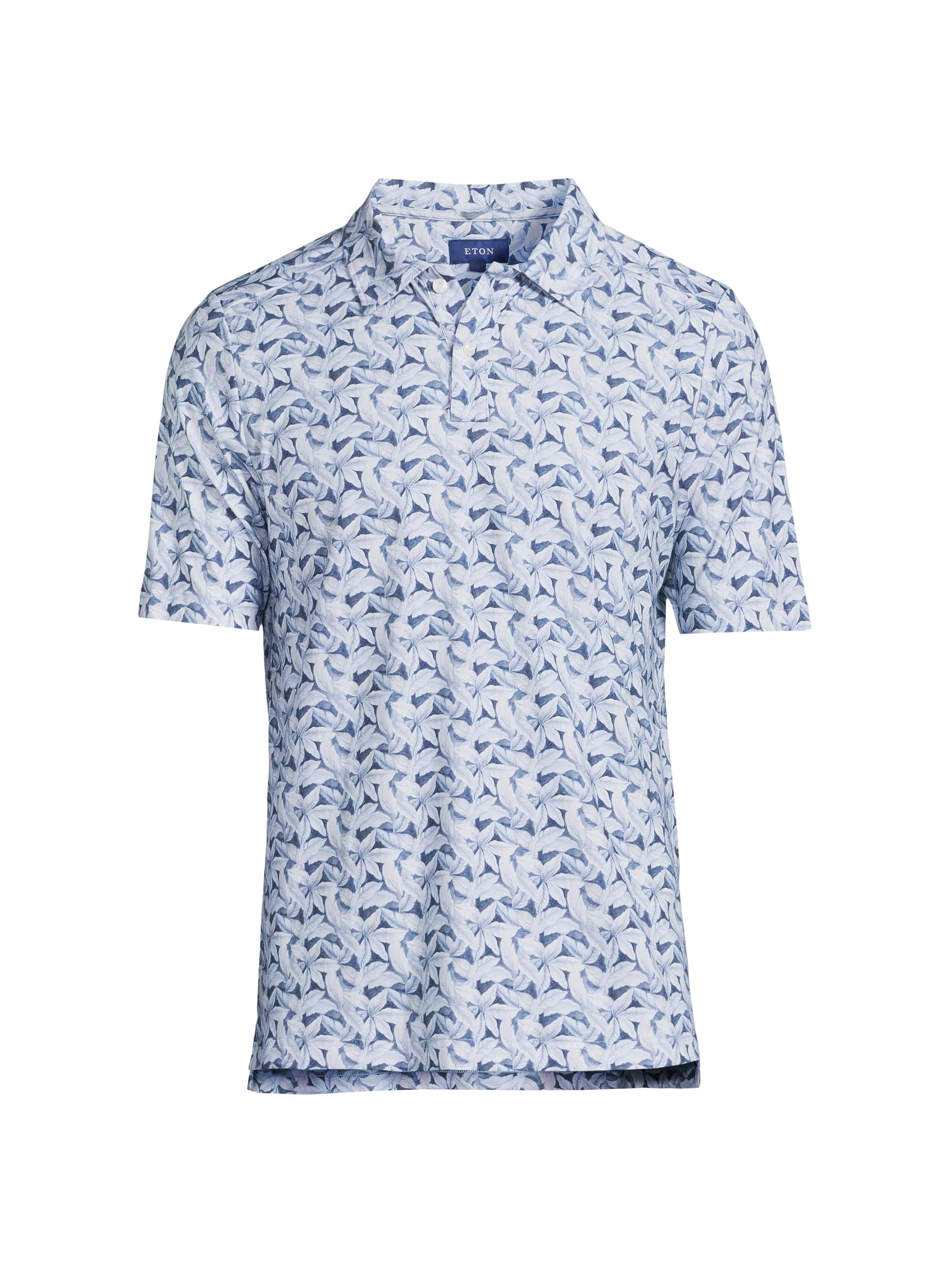 Eton Men's Printed 4Flex Stretch Jersey Polo - Blue