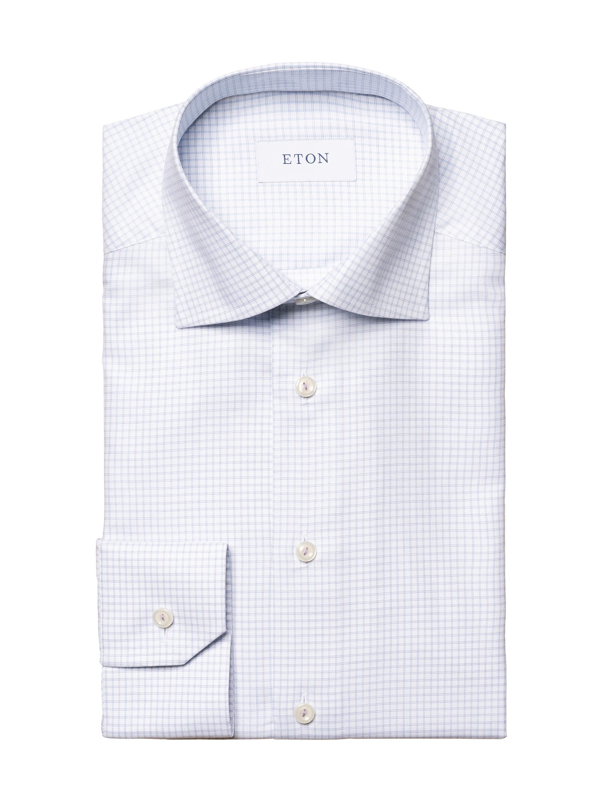 Eton Men's Contemporary-Fit Check Cotton-Blend Shirt - Purple Check