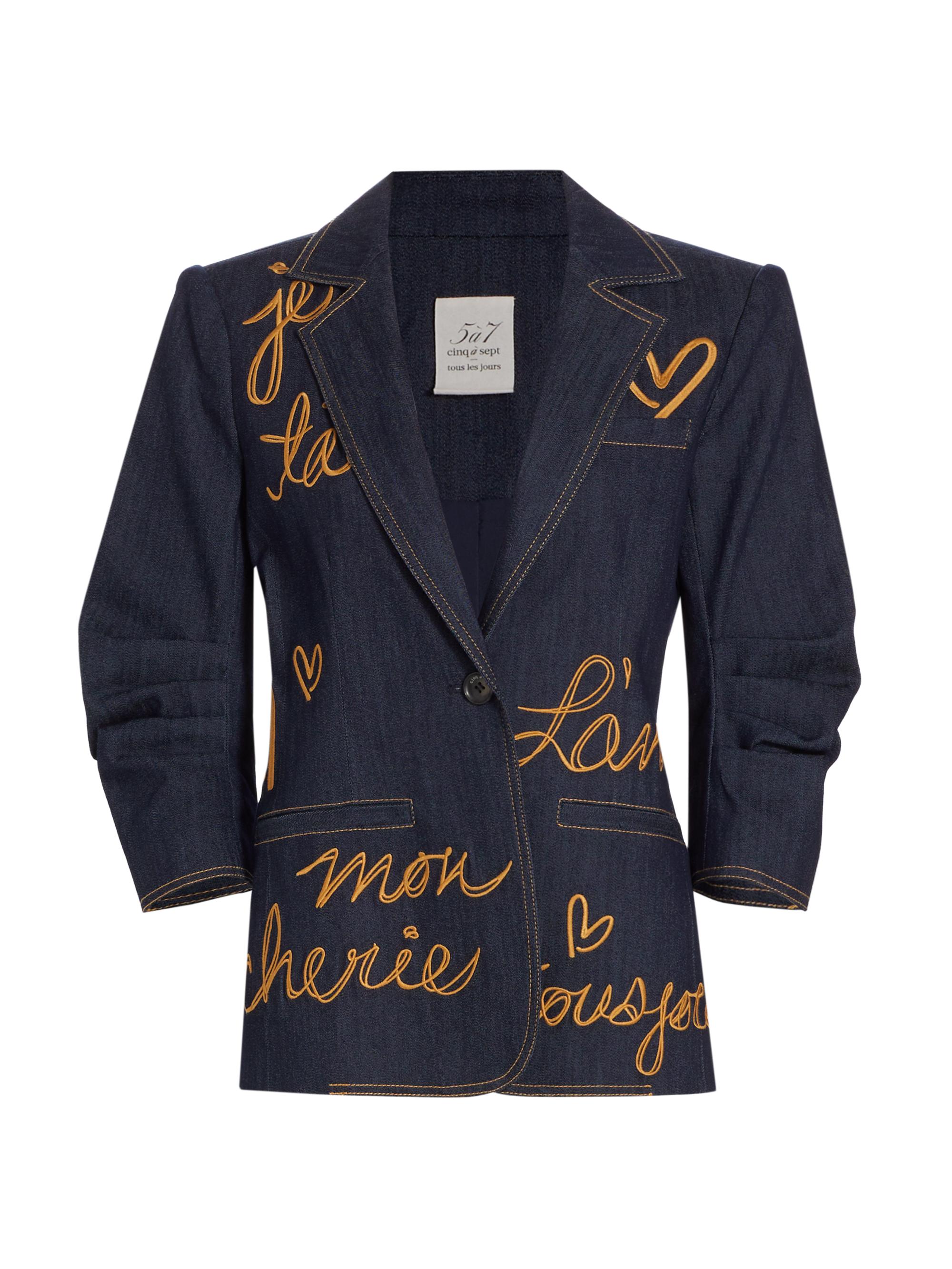 CINQ A SEPT Women's Khloe Embroidered Denim Blazer - Indigo