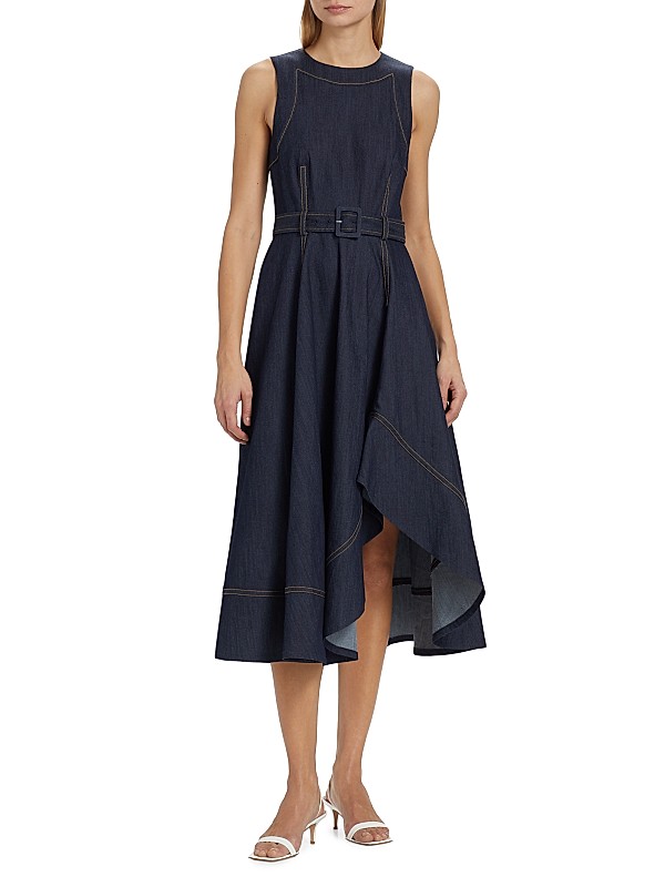 Shop Cinq à Sept Zelda Denim Belted Midi-Dress | Saks Fifth Shop Cinq à Sept Zelda Denim Belted Midi-Dress | Saks Fifth