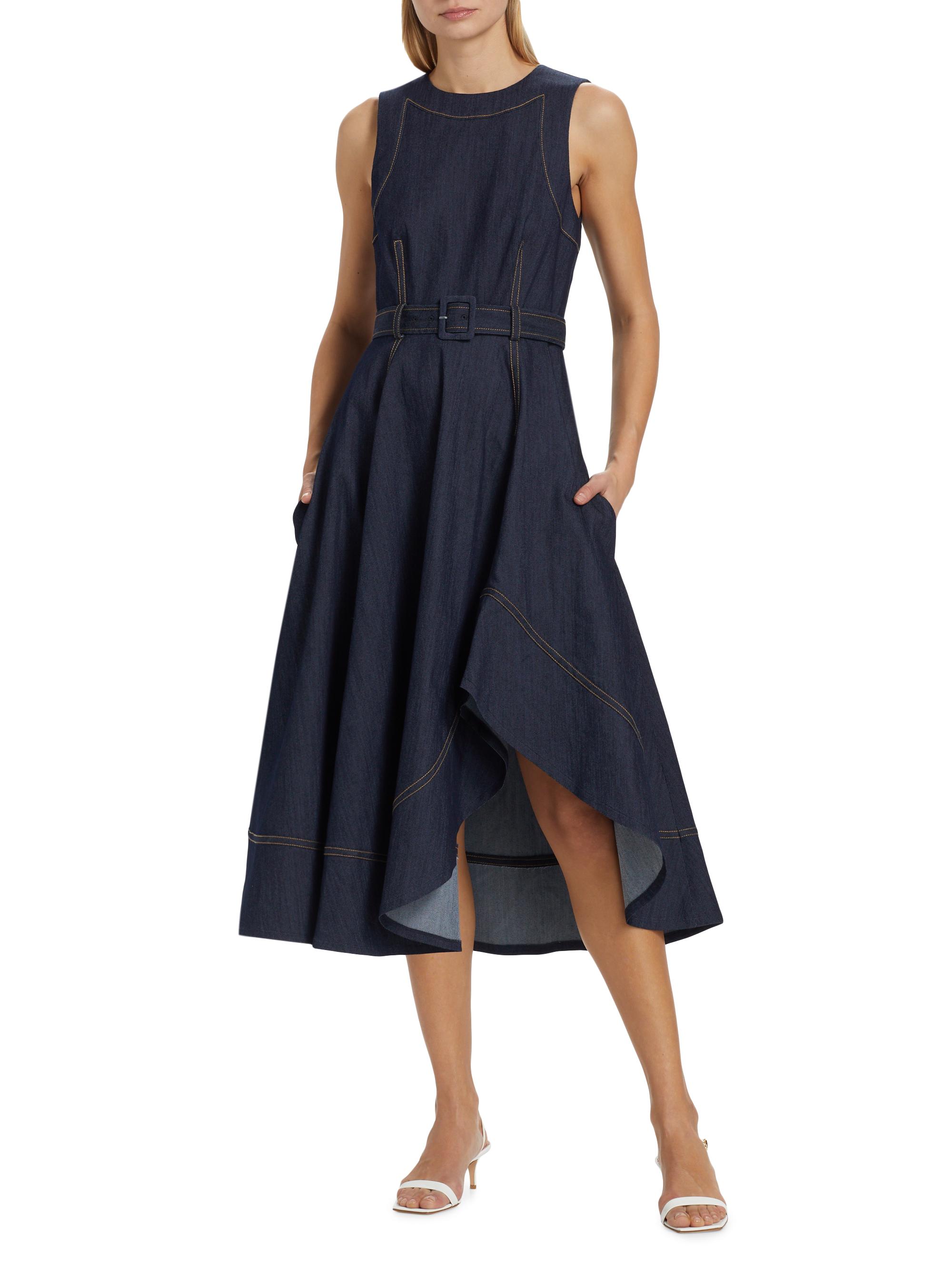 Cinq à Sept Zelda Denim Belted Midi-Dress | Saks Fifth Avenue