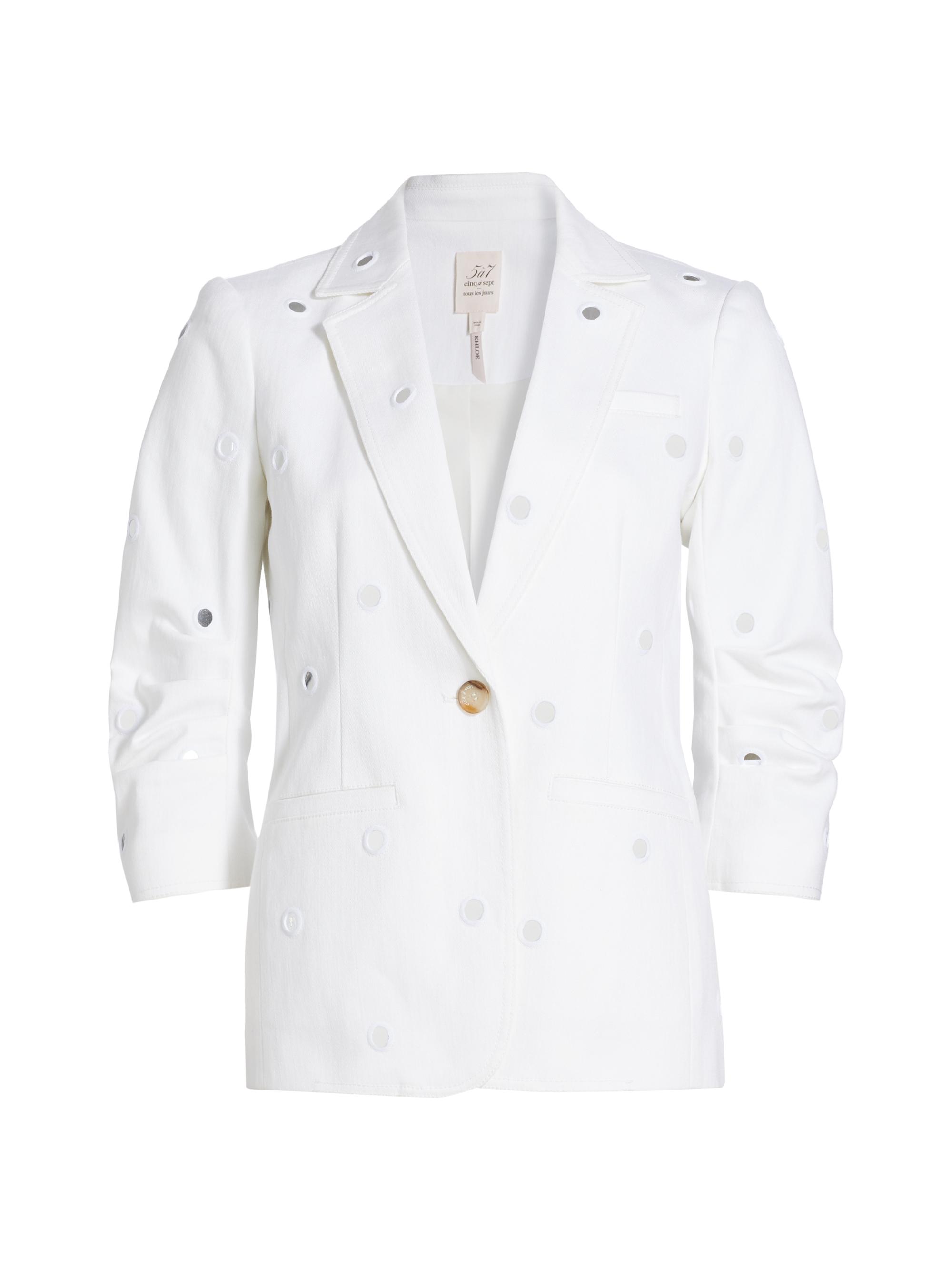 Cinq à Sept Khloe Mirror-Embellished Denim Blazer | Saks Fifth Avenue