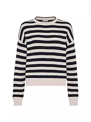 Striped Cotton English Rib Sweater