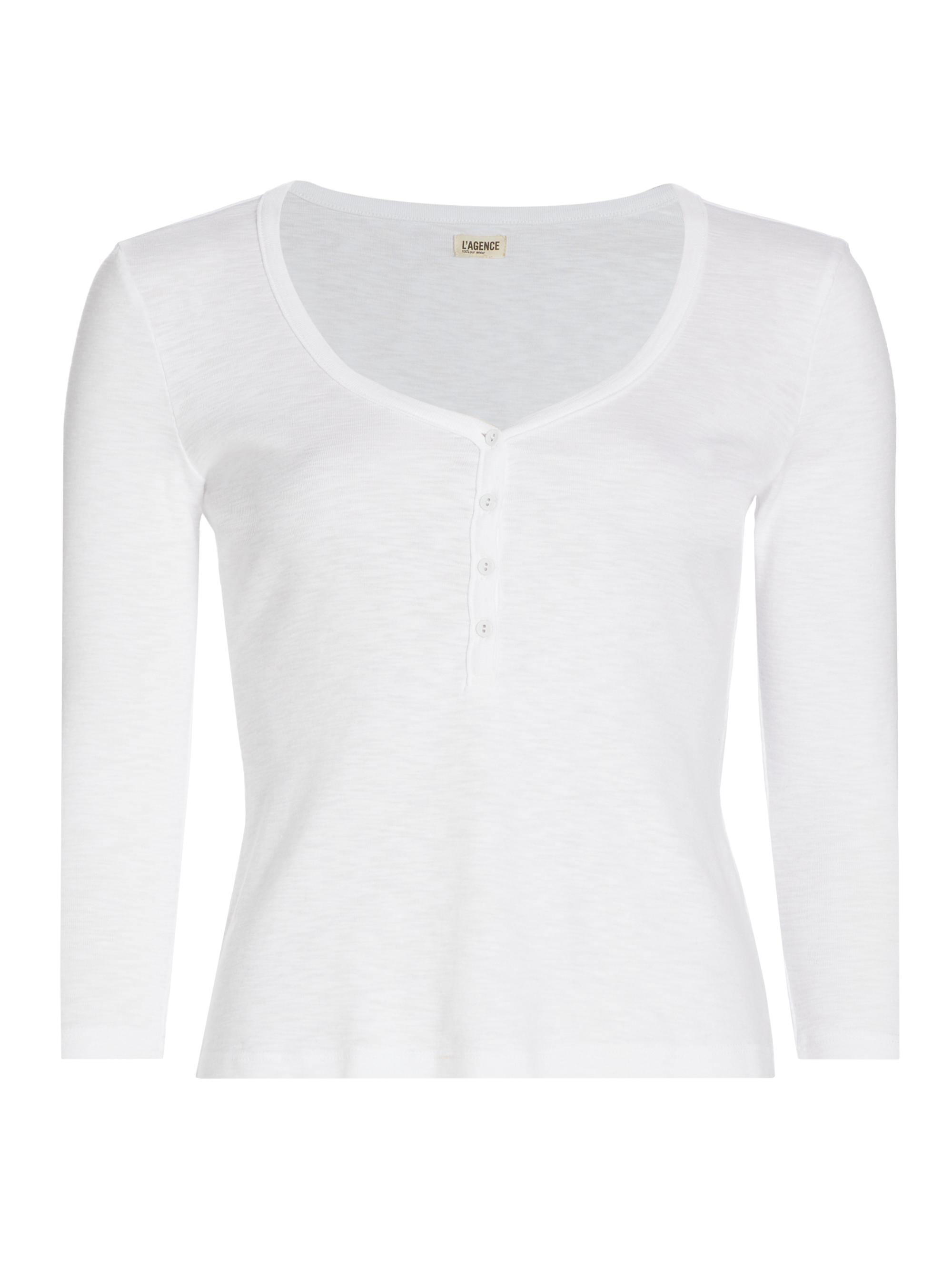 L'AGENCE Women's Rowena Cotton Henley - White