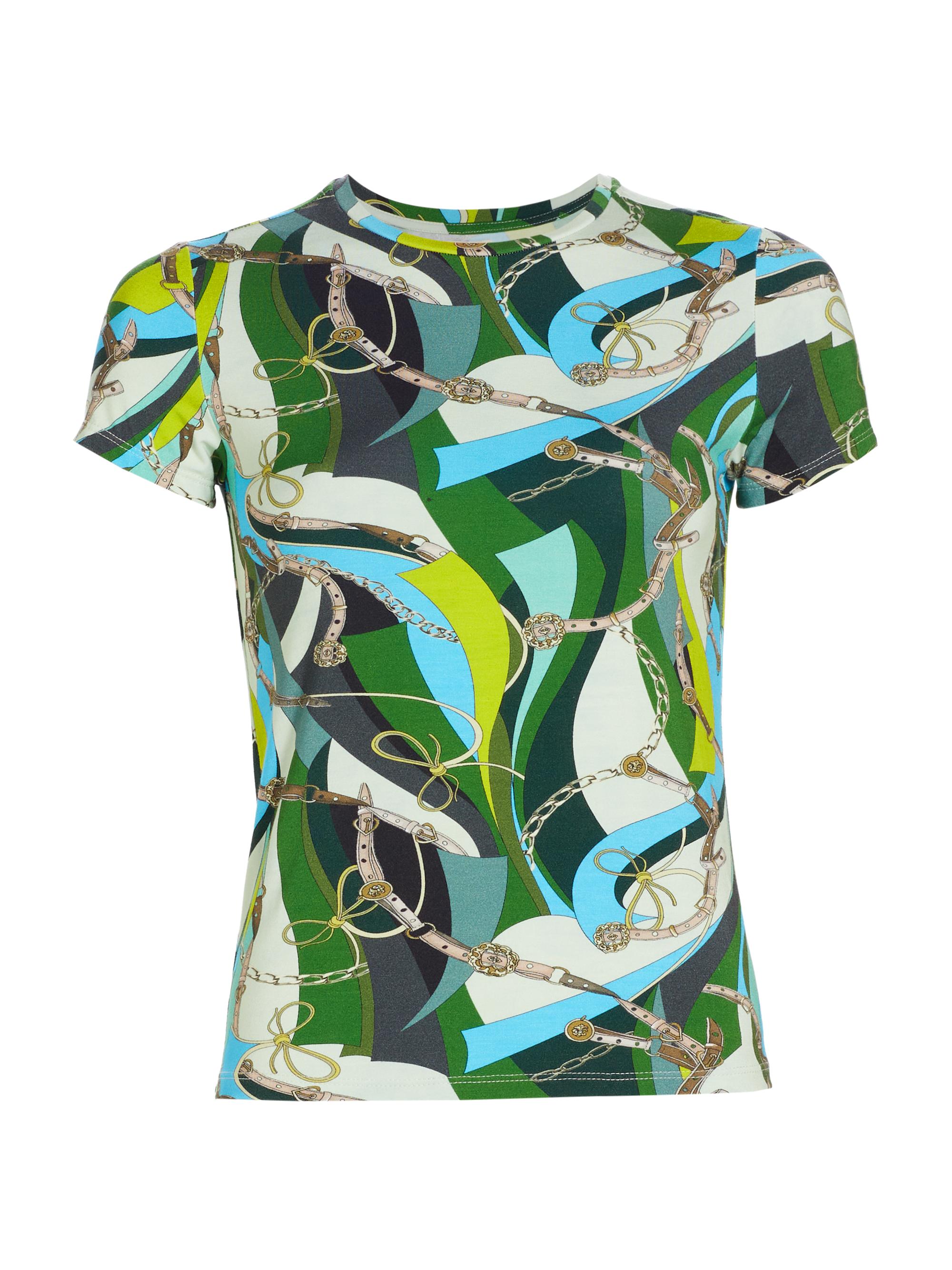 L'AGENCE Women's Ressi Status Stretch Top - Sea Green Belt Swirl