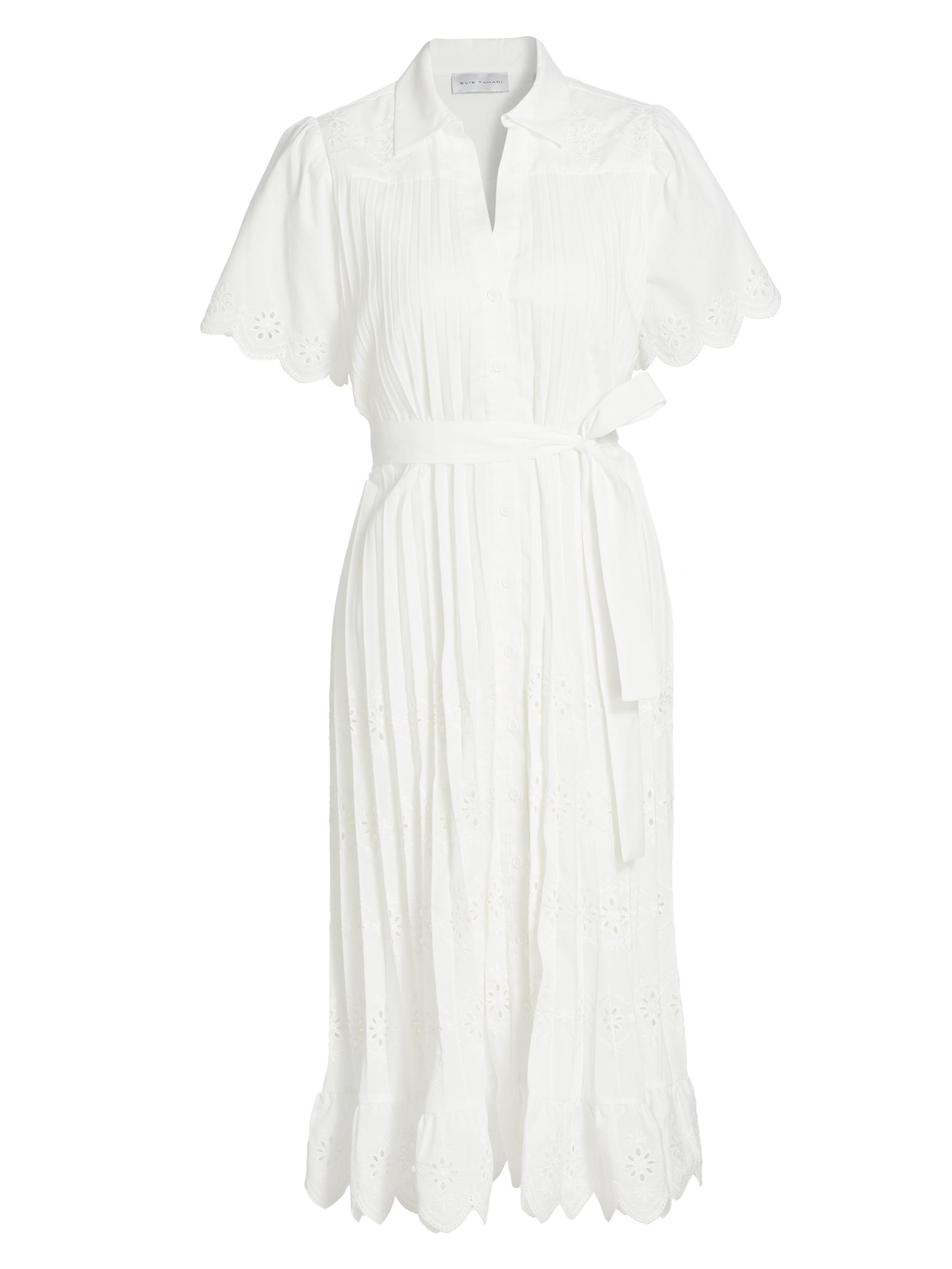 Elie Tahari Women's The Esther Eyelet Midi Shirtdress - Sky White