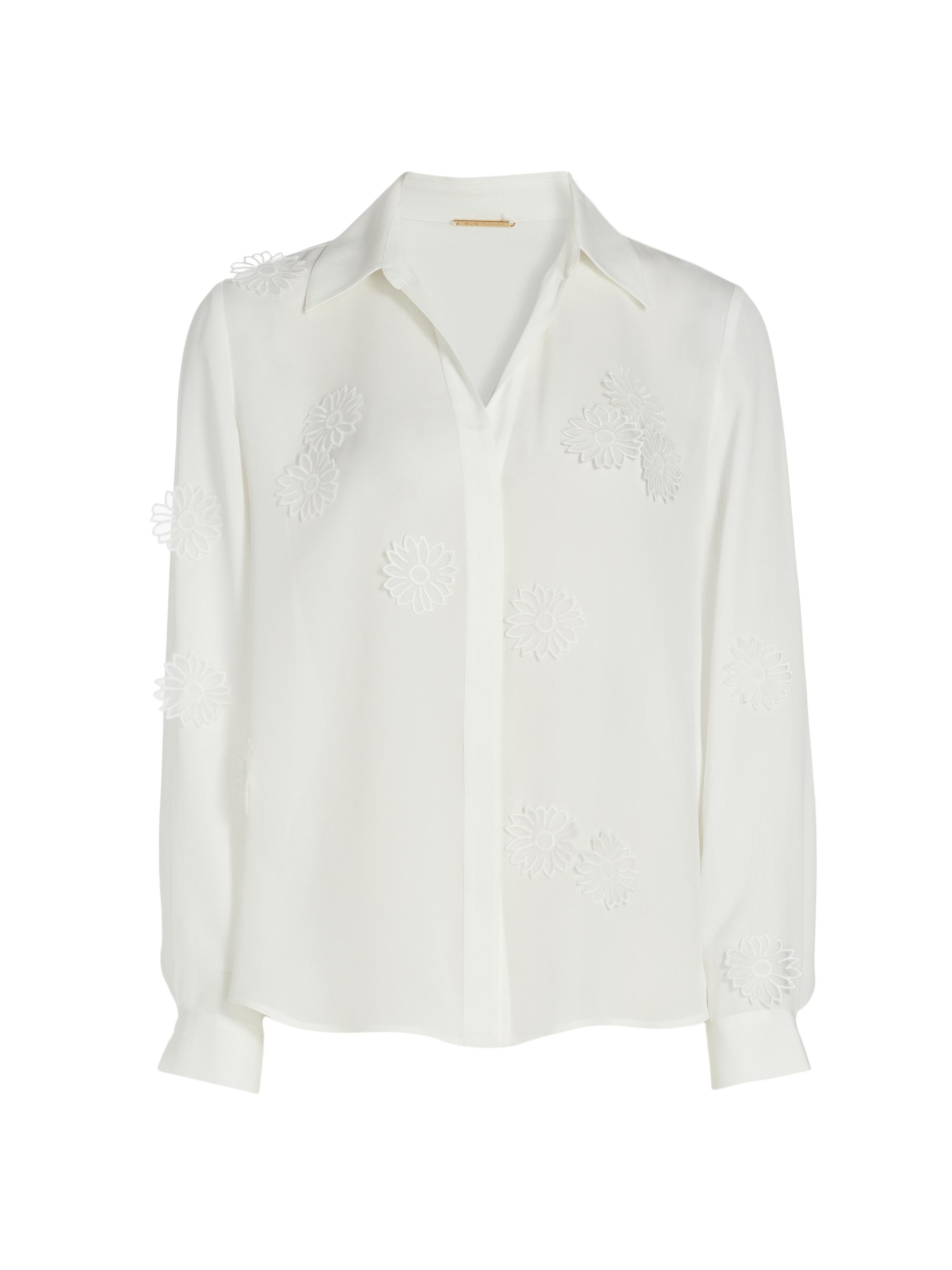 Elie Tahari Women's Jaslynn Silk Floral Appliqué Blouse -