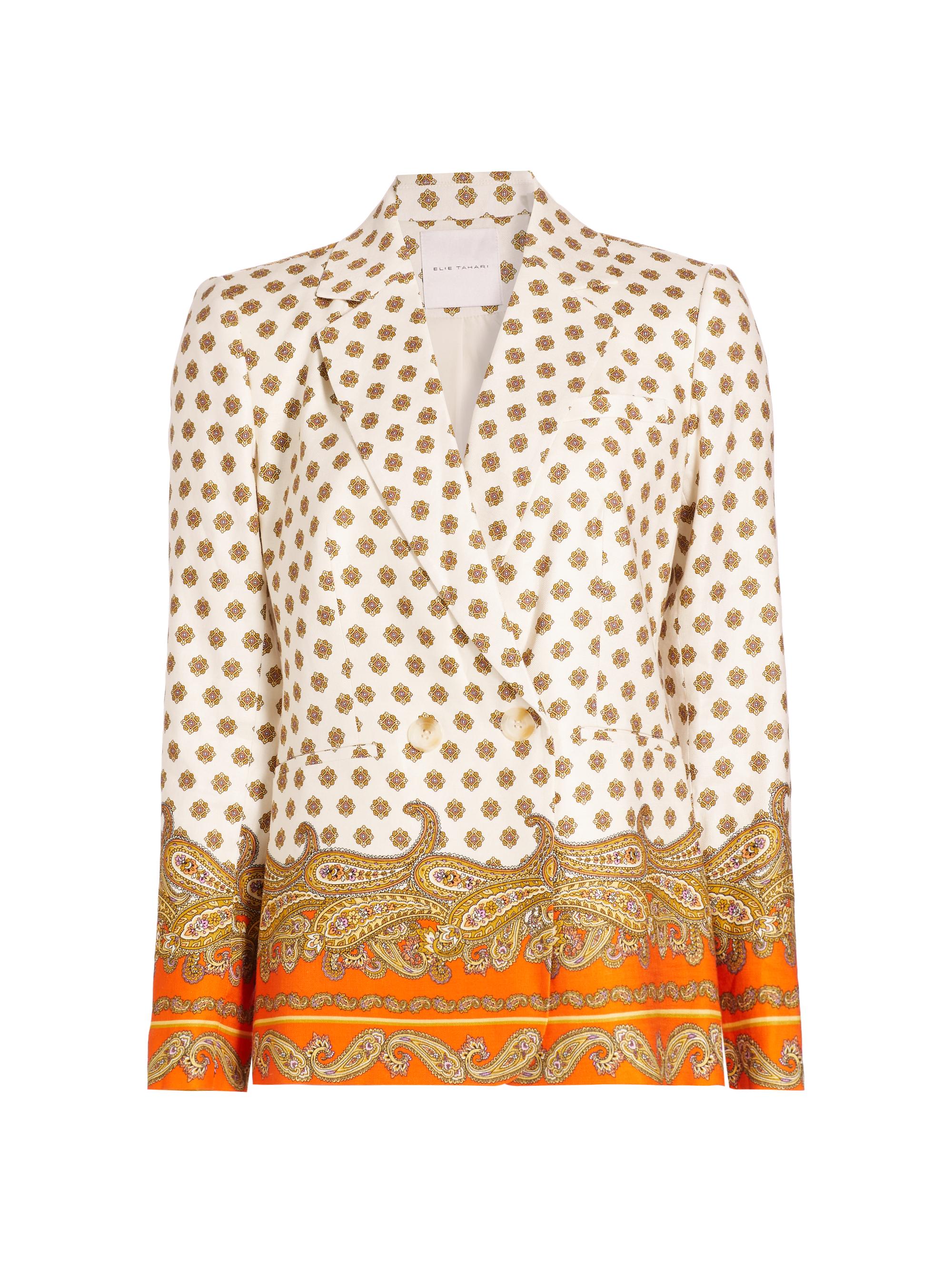 Elie Tahari Women's Karter Paisley Linen-Blend Blazer - Sun Paisley Print