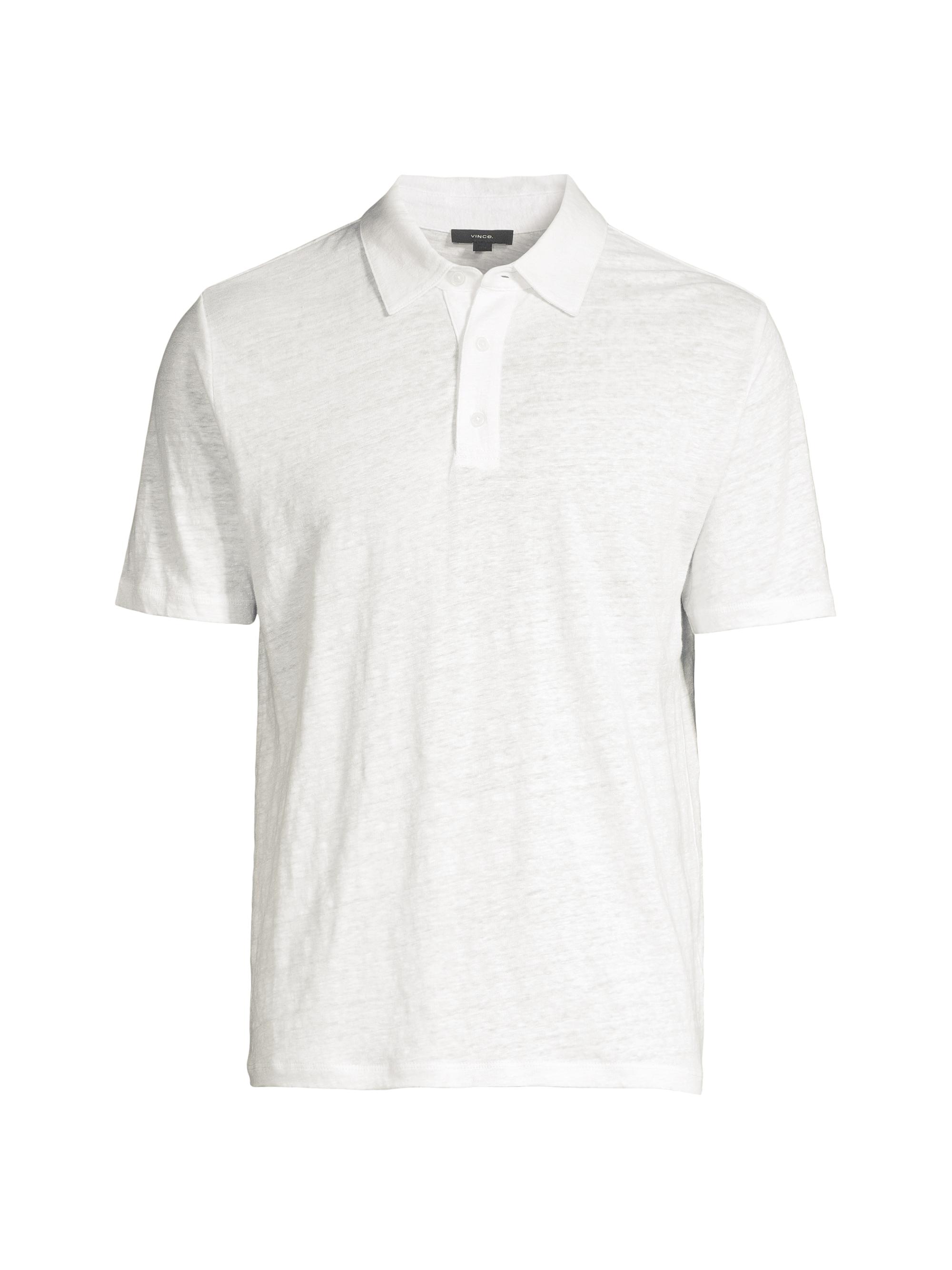 Vince Men's Linen Polo Shirt - Optic White