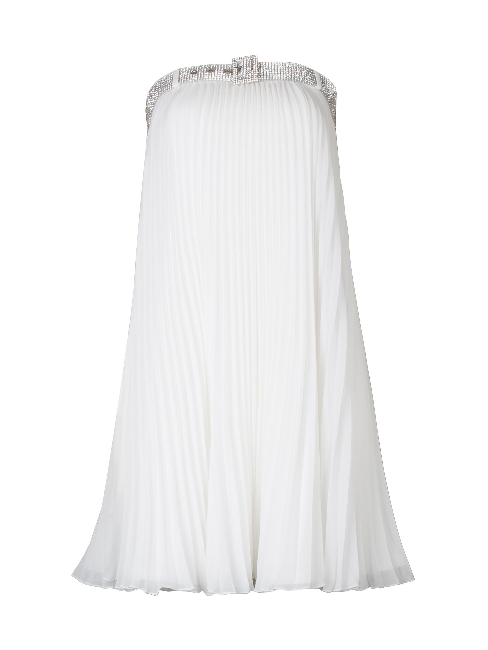Sho by Tadashi Shoji Women's Chiffon Pleated Strapless Minidress - White