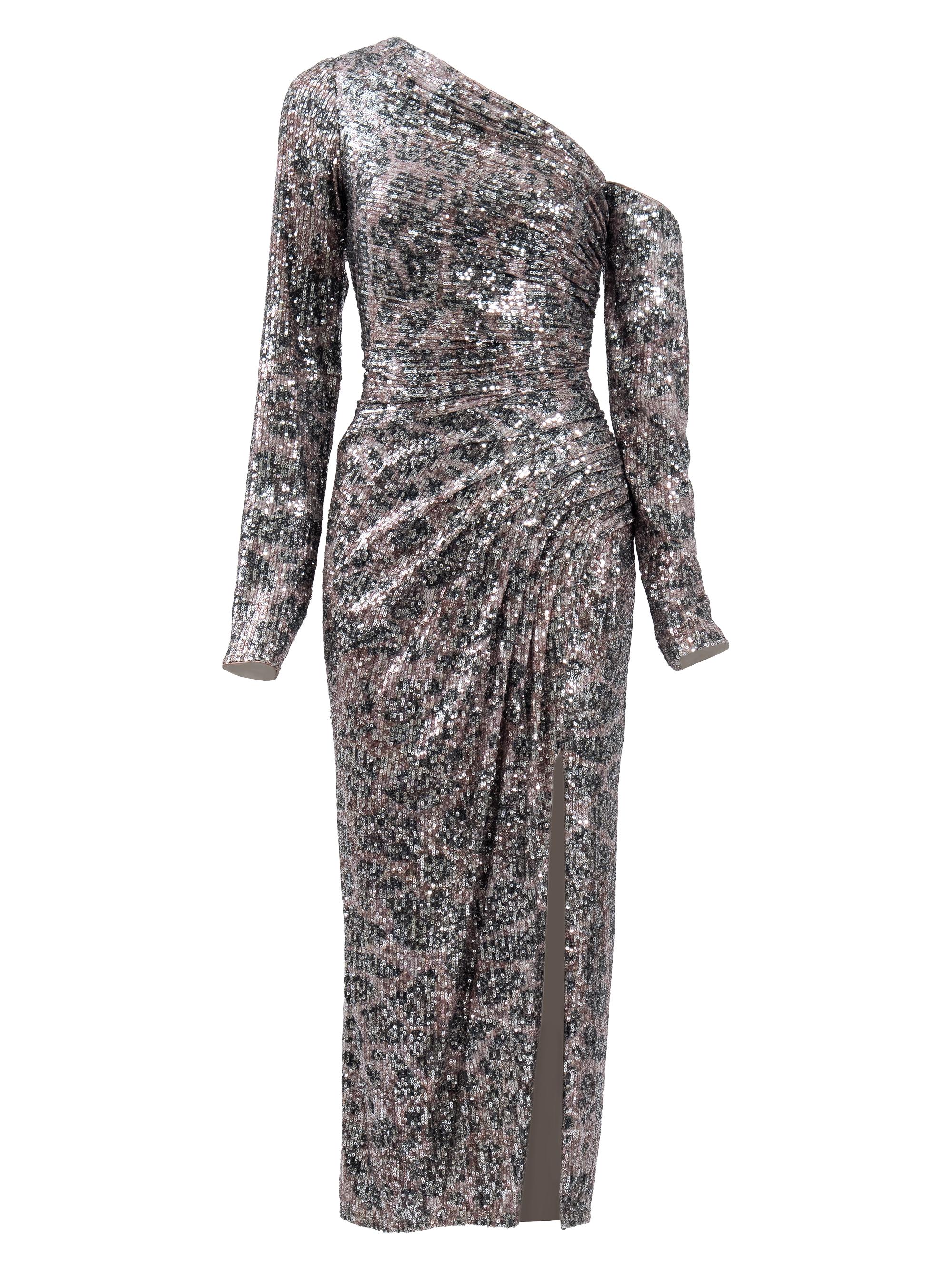 Sho by Tadashi Shoji Women's Sequined One-Shoulder Midi Dress - Leopard