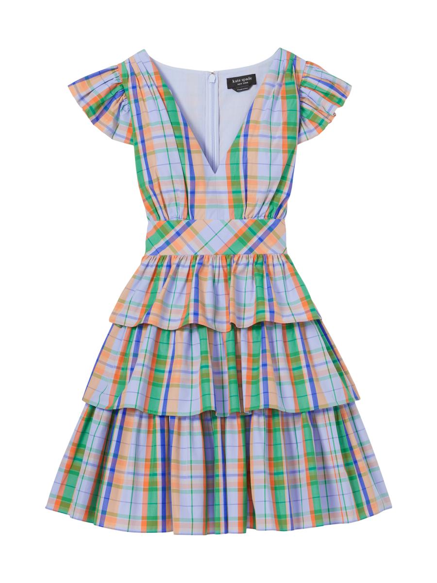 【katespade】マドラス・ティアード・コットン・ミニドレス kate spade new york Sunshine Madras Tiered Cotton Minidress