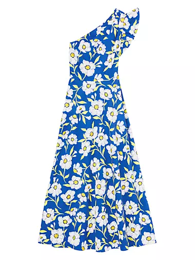 Sunshine Floral Ruffled Faille Midi-Dress