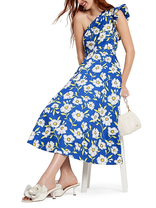Shop kate spade new york Sunshine Floral Ruffled Faille Midi Shop kate spade new york Sunshine Floral Ruffled Faille Midi