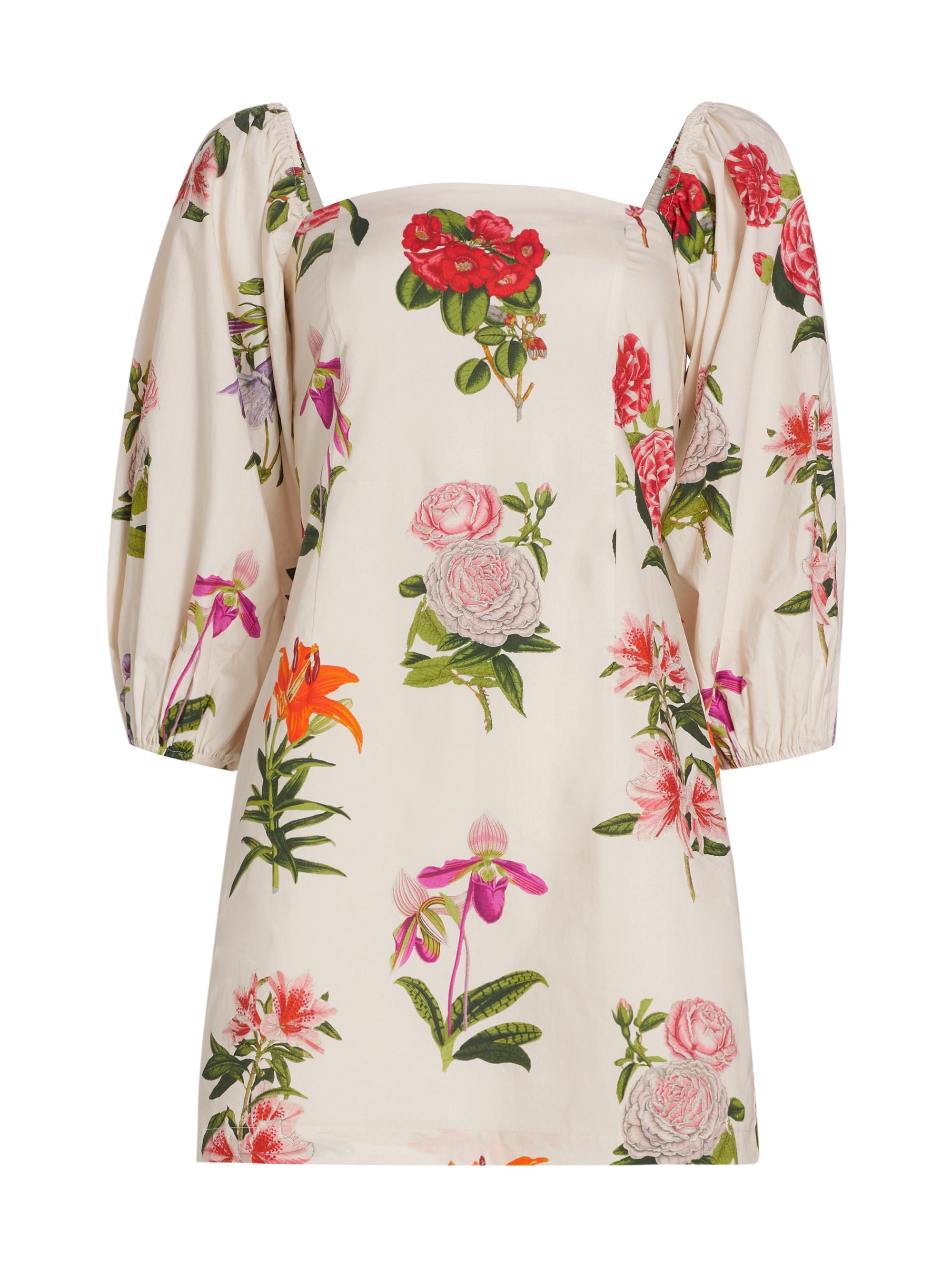 Cara Cara Women's Montauk Floral Cotton Minidress - Egret Camellia Flora