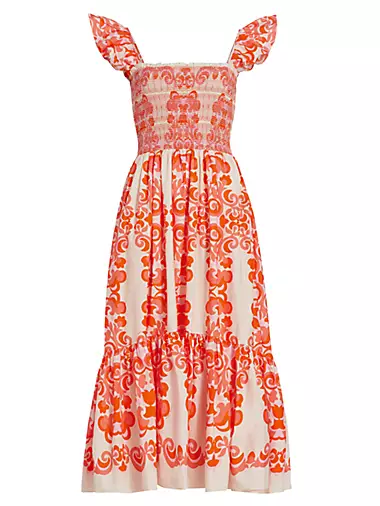 Ruby Smocked Cotton Midi-Dress